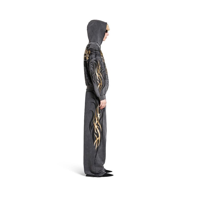 Balenciaga o1tr1nto0426 Tacky Gold Zip-Up Hoodie Regular Fit in Black Size US M / EU 48-50 / 2 - 3 Thumbnail