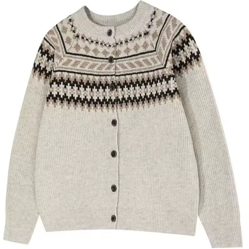 Other Knitted Vintage Retro Style Christmas Khaki Sweater Cardigan Size US M / EU 48-50 / 2 - 5 Thumbnail