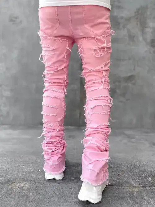 Japanese Brand Pink Color Heavyweight Streetwise Stretch Patch Denim Pant Size US 30 / EU 46 - 2 Thumbnail