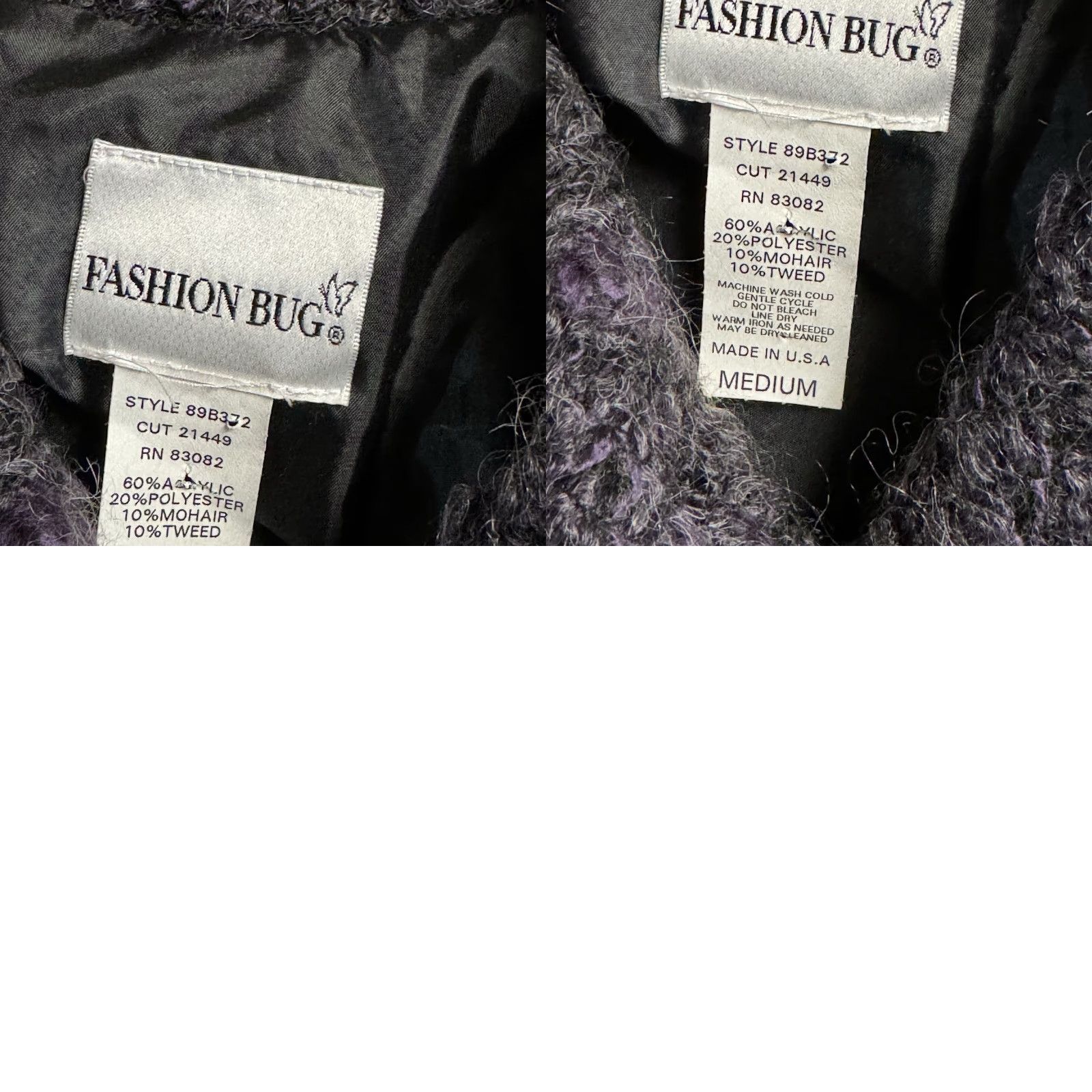 Vintage VINTAGE Fashion Bug Cardigan Sweater Women M Black Purple Mohair 80s Whimsigoth Shoulder Pads Size M / US 6-8 / IT 42-44 - 8 Thumbnail