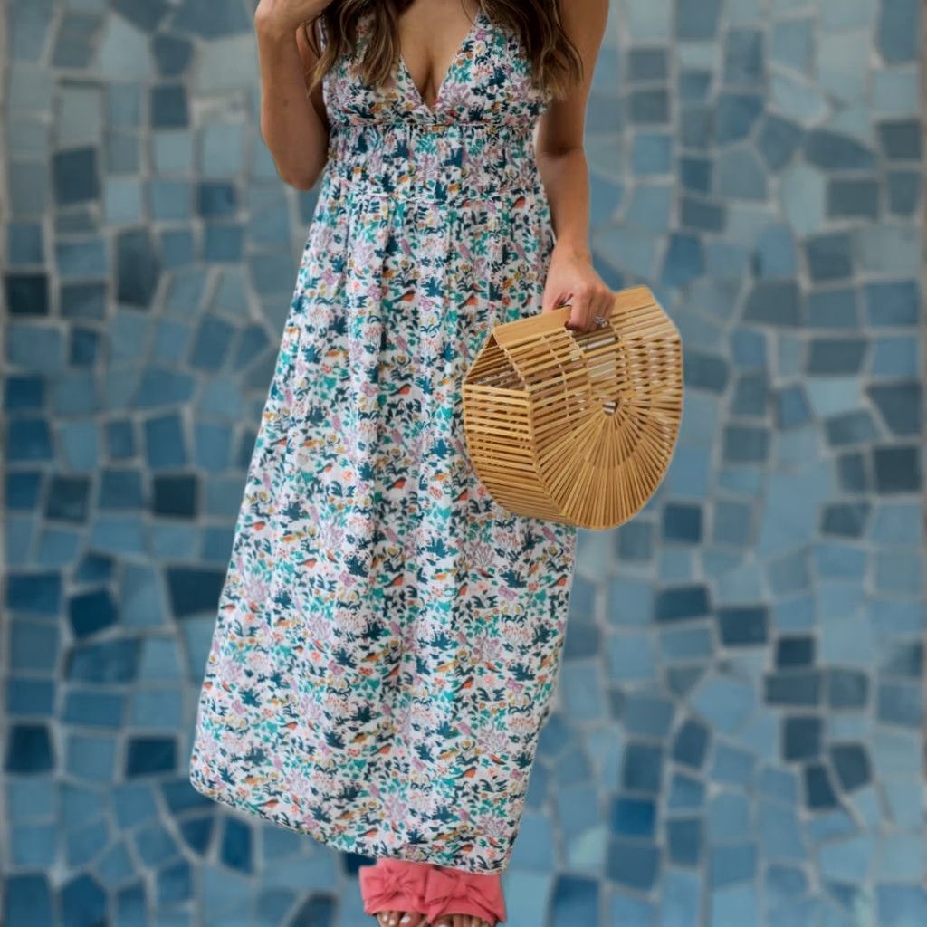 Vintage Roberta Roller Rabbit Maxi Dress Women's S Cotton Silk Blend Bird / Floral Print Size S / US 4 / IT 40 - 1 Thumbnail
