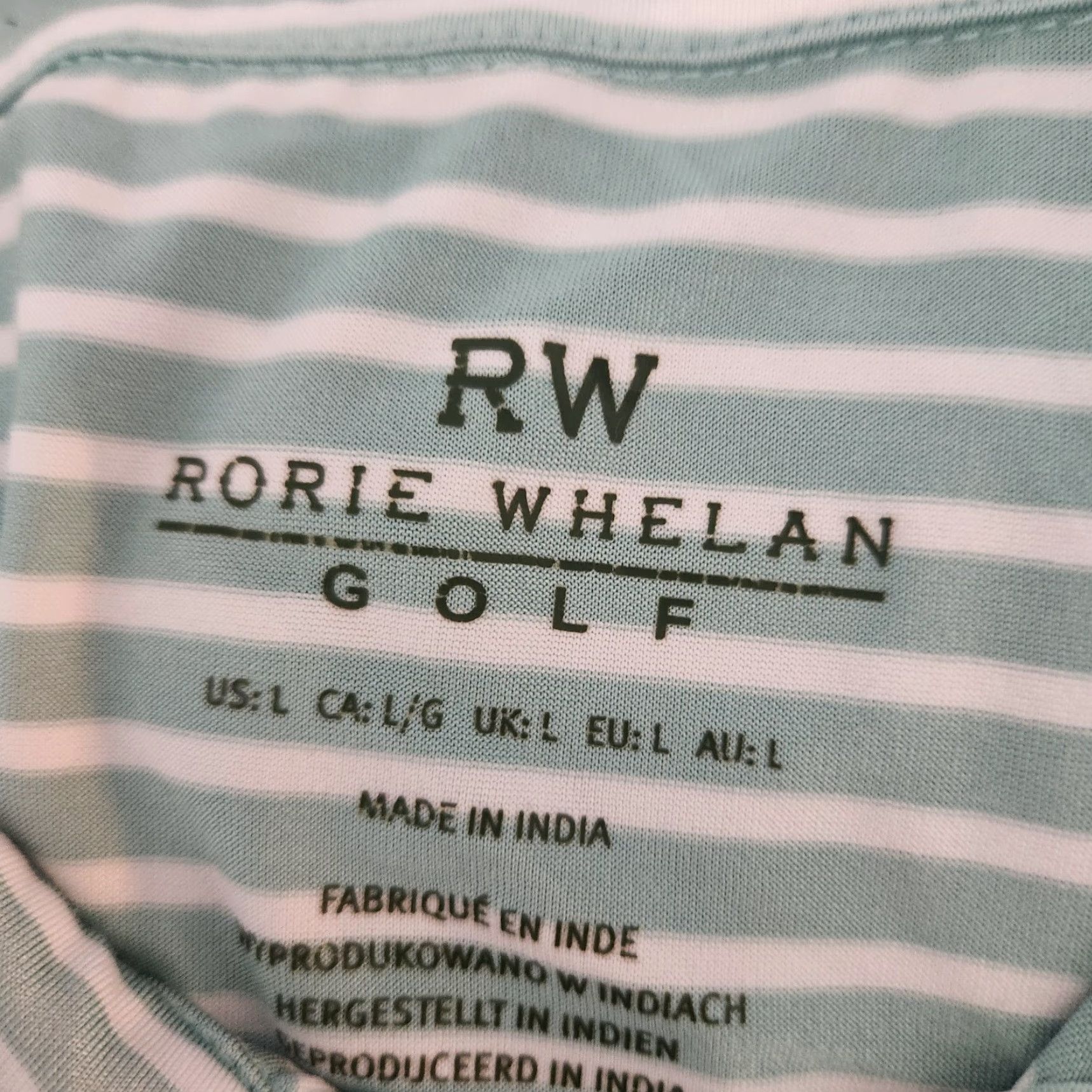 Vintage Rorie Whelan Stripe Polo Shirt Golf Short Sleeve Mens L Green White Striped Shirt Size US L / EU 52-54 / 3 - 2 Thumbnail