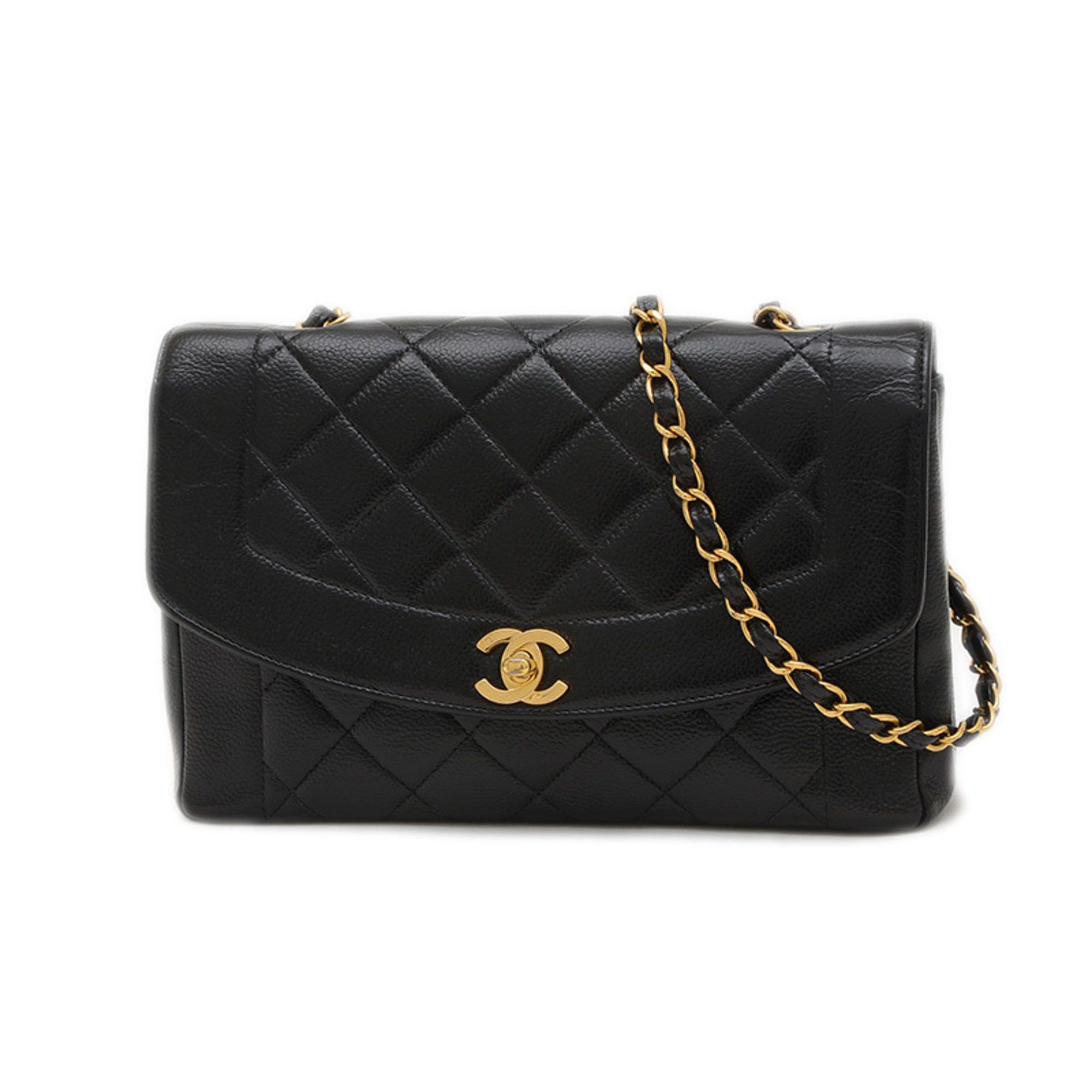 Chanel Diana Chain Shoulder Bag Caviar Skin Black A01165 Complementary Colors Available Bp in Brown, Women's
