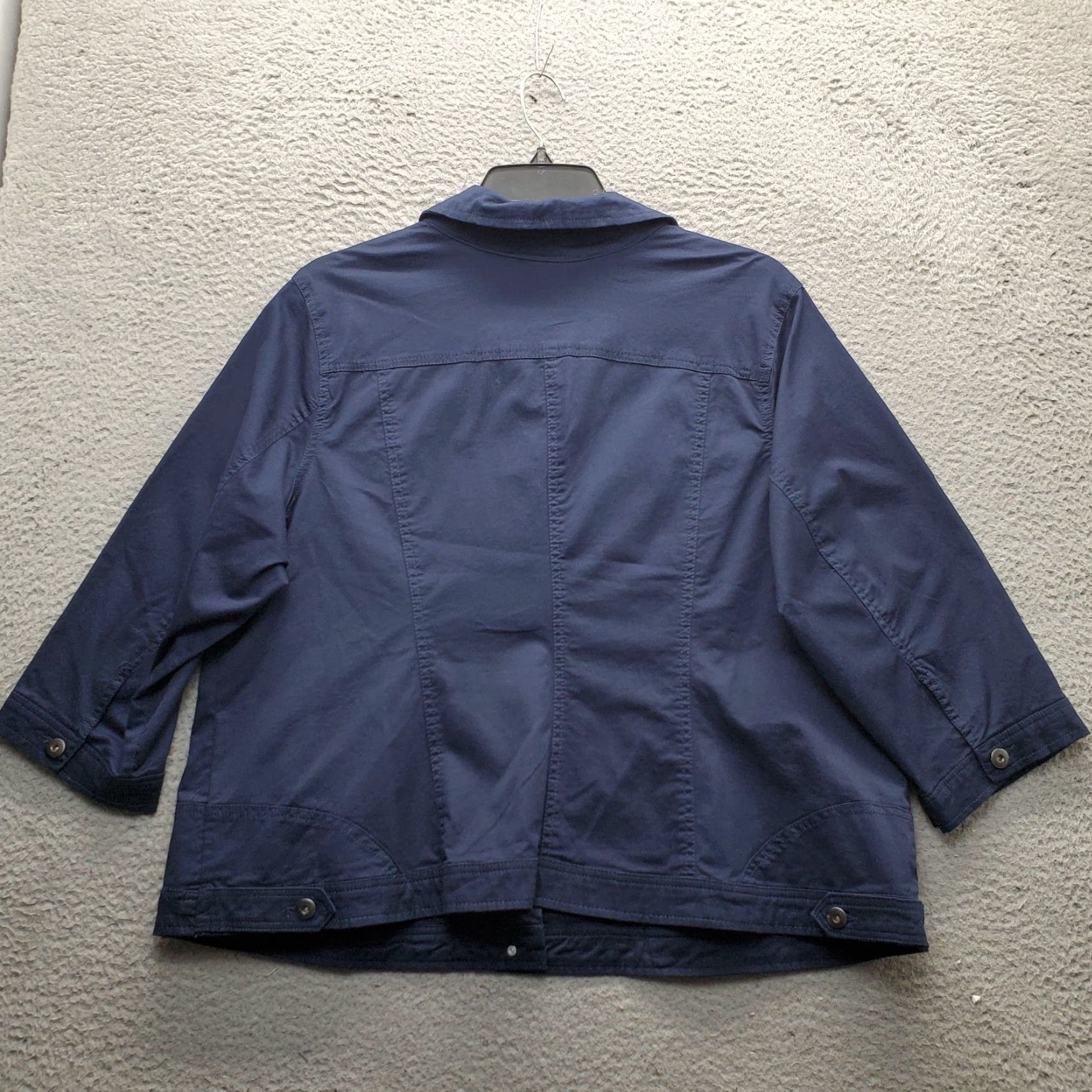 Vintage Dressbarn Shacket Womens 3X Navy Lightweight Button Front Collared Long Sleeve Shirt Jacket Size XXL / US 16-18 / IT 52-54 - 2 Thumbnail