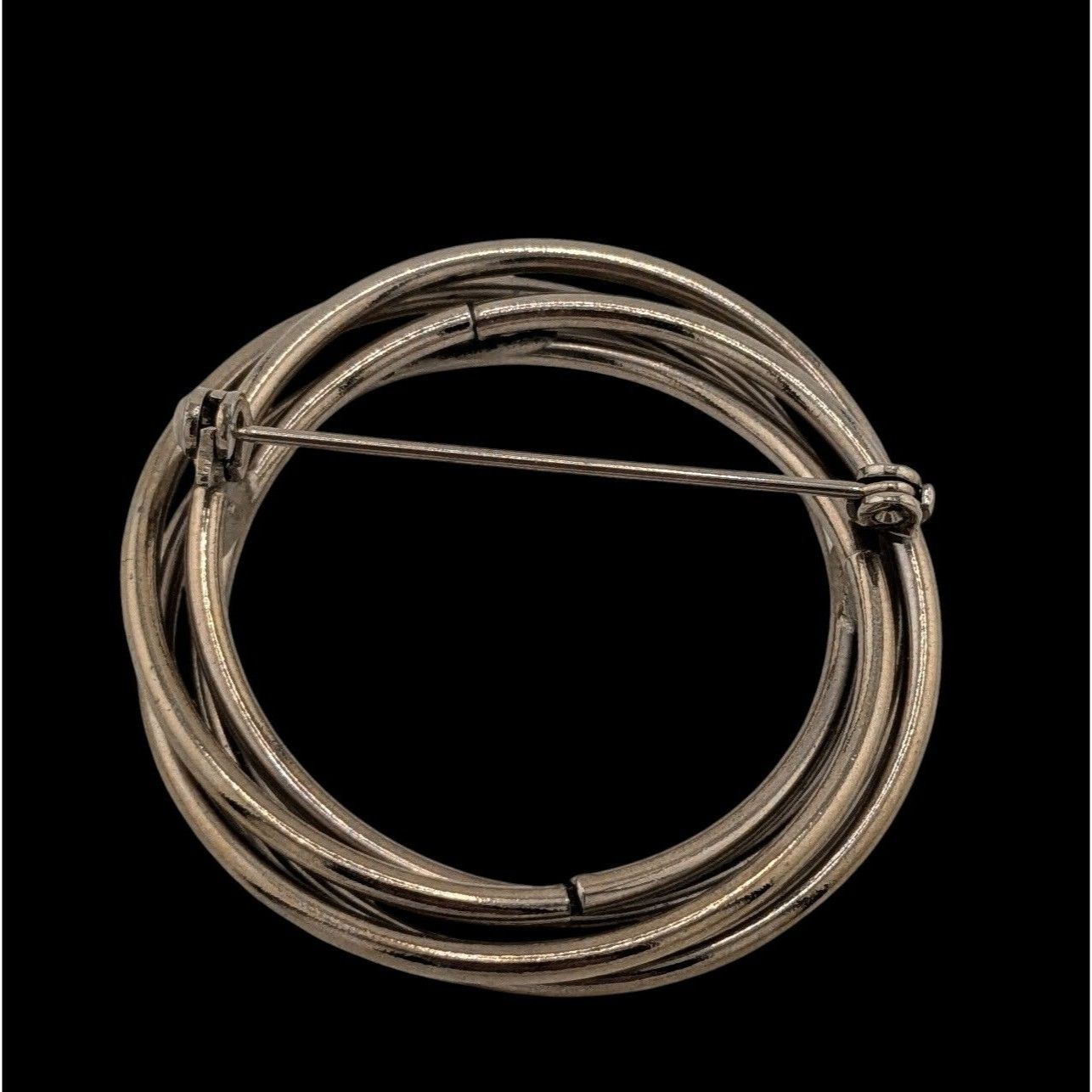 Other Vintage Layered Circular Tube Ring Silver Tone Brooch Size ONE SIZE - 3 Thumbnail