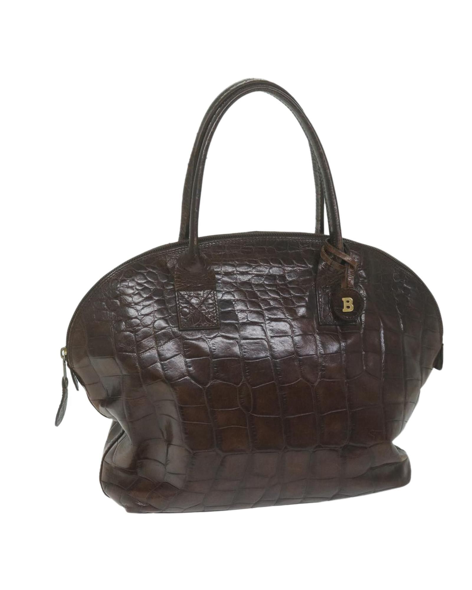 image of Bally Brown Leather Hand Bag With Surface Rubbing And Scratched Metal Fittings, Women's