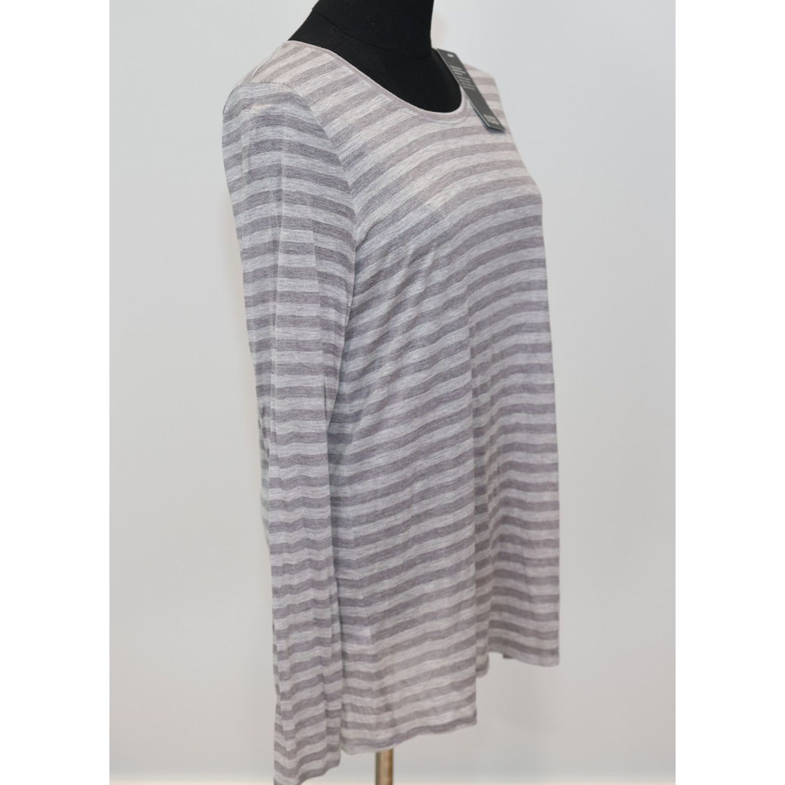 Eileen Fisher EILEEN FISHER Gray Striped Long Sleeve Top Size M $98 Size M / US 6-8 / IT 42-44 - 3 Thumbnail