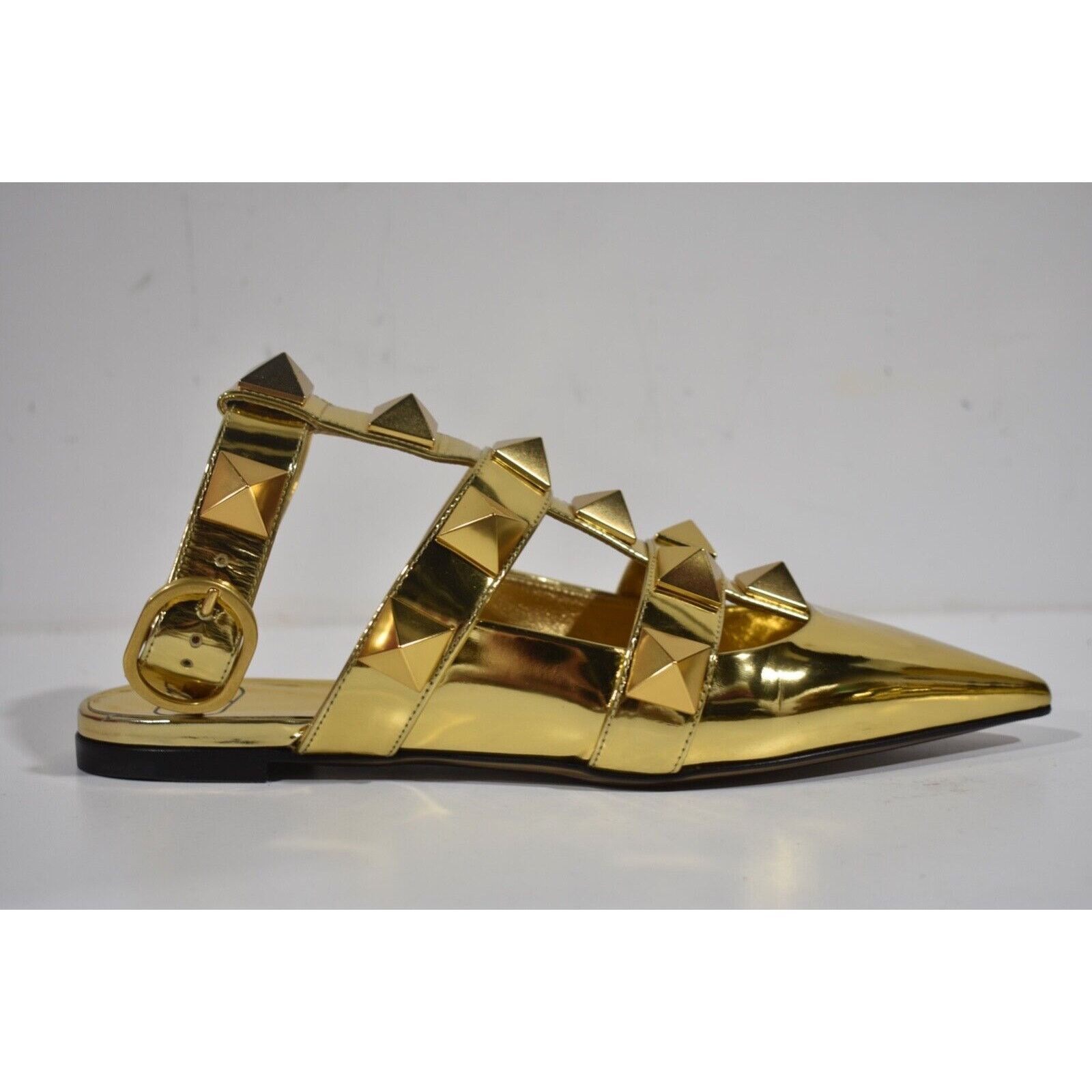 Valentino Rockstud Pyramid Pointed Ankle Strap Ballerina Flat 38.5 Size US 8.5 / IT 38.5 - 2 Thumbnail