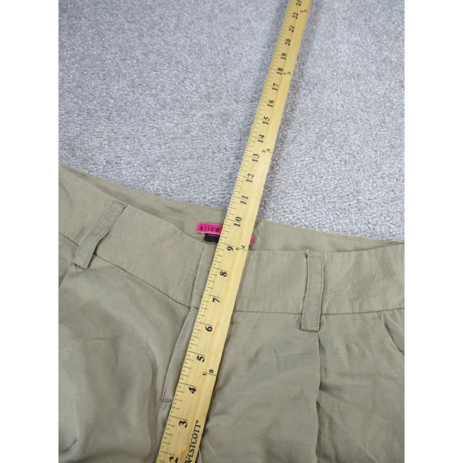 Alice + Olivia Alice + Oliva Pants Womens 34" Waist Beige Lightweight Wide-Leg Dress Pants Cotton Cupro Zip Front Flat Front Knits Regular Size 34" Women Womens Size 34" / US 12 / IT 48 - 6 Thumbnail