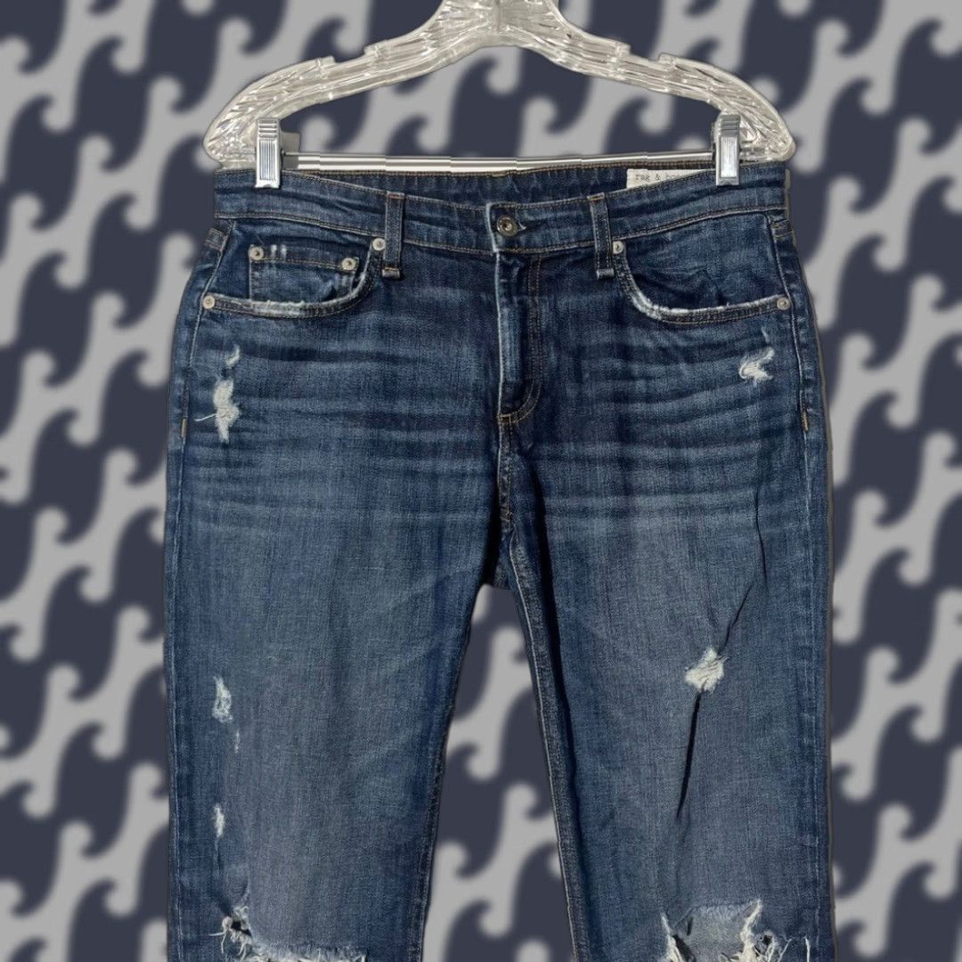 Rag & Bone Rag & Bone New York Low Rise Slim Boyfriend Jeans Blue Womens Size 27 Distressed Slim Fit 27 Womens Size 27" / US 4 / IT 40 - 1 Thumbnail