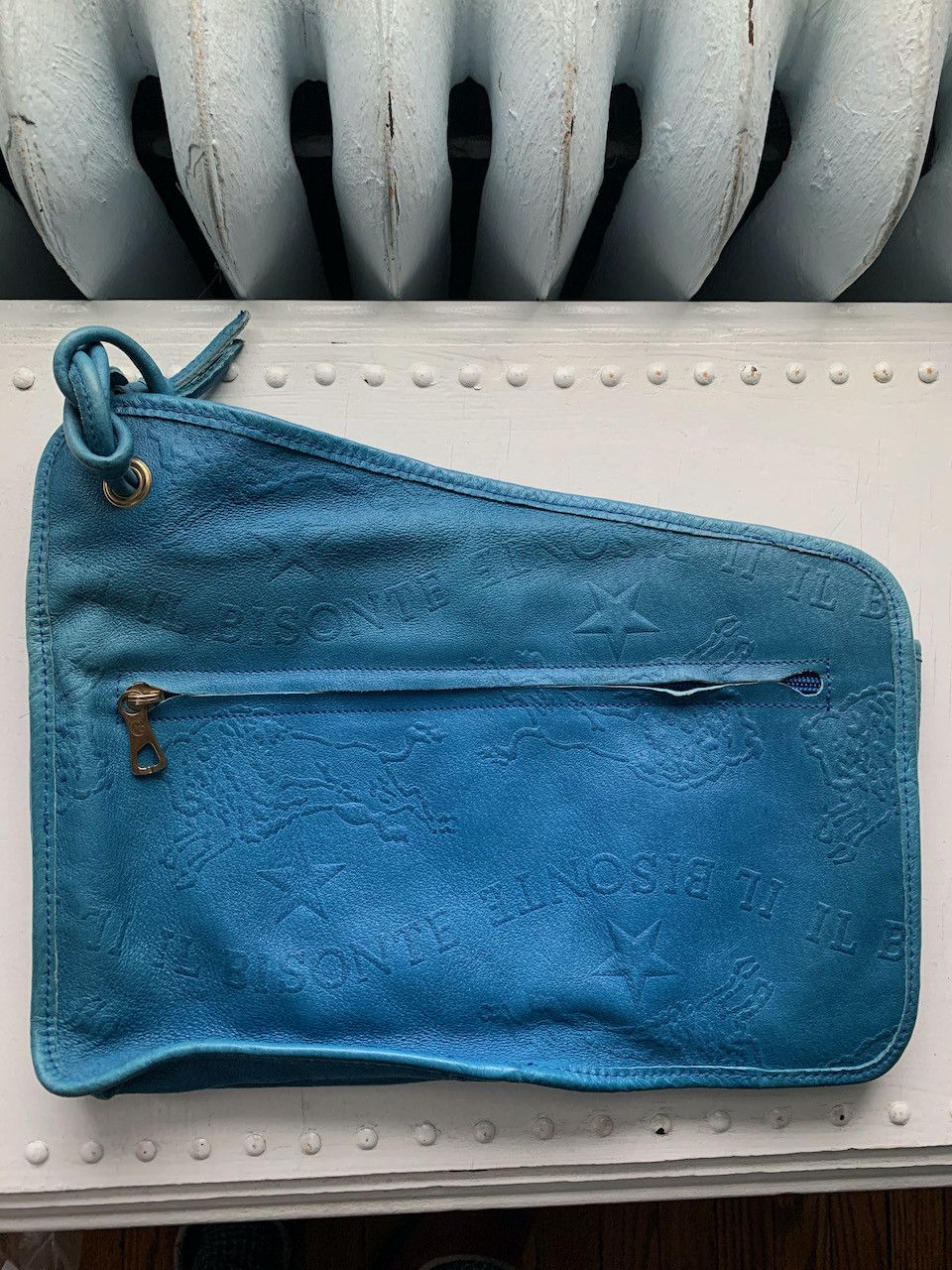 Il Bisonte × Vintage Vintage Il Bisonte Blue Leather Clutch Wanny Di Filippo Size ONE SIZE - 3 Thumbnail