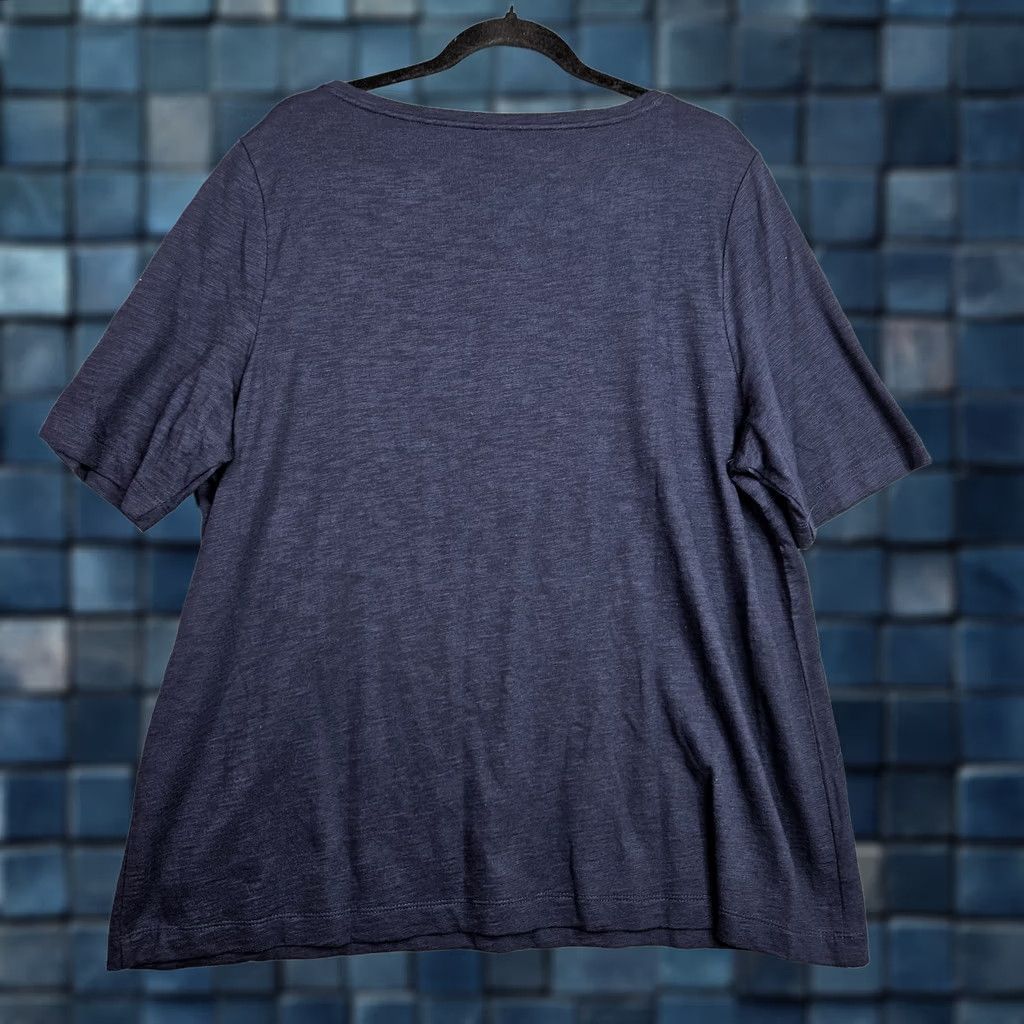 Vintage Chico's Women's Short Sleeve Navy Blue Round Neck Tee XL Regular Cotton Modal T-Shirt Women’s Casual Basic All Seasons 3 USA Size XL Size 40" / US 18 - 1 Thumbnail