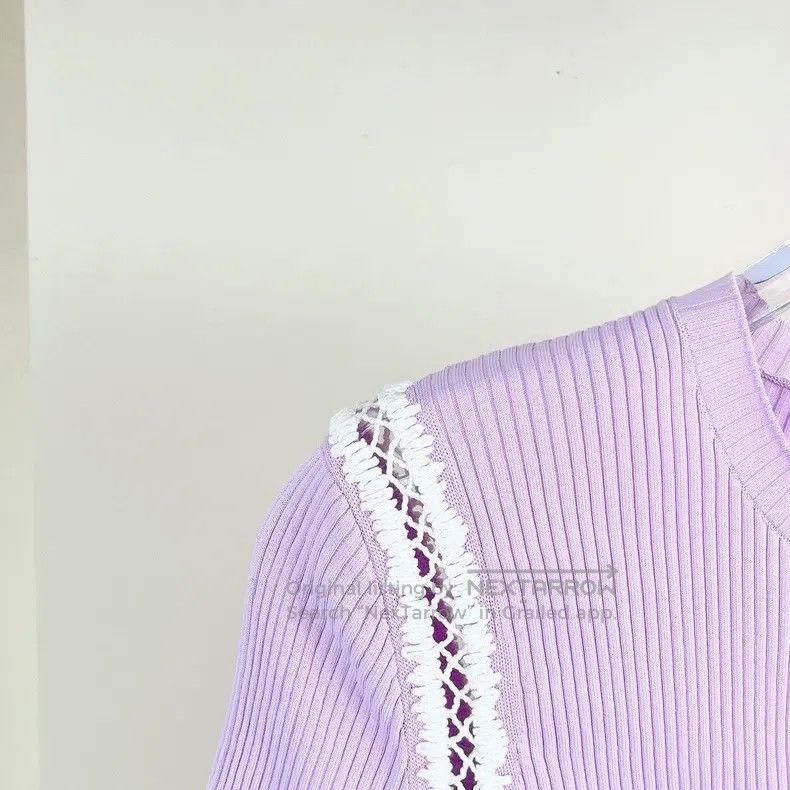 Chanel Chanel 22C lilac drop-shoulder hollow cardigan short sleev Size XXS / US 00 / IT 34 - 3 Thumbnail
