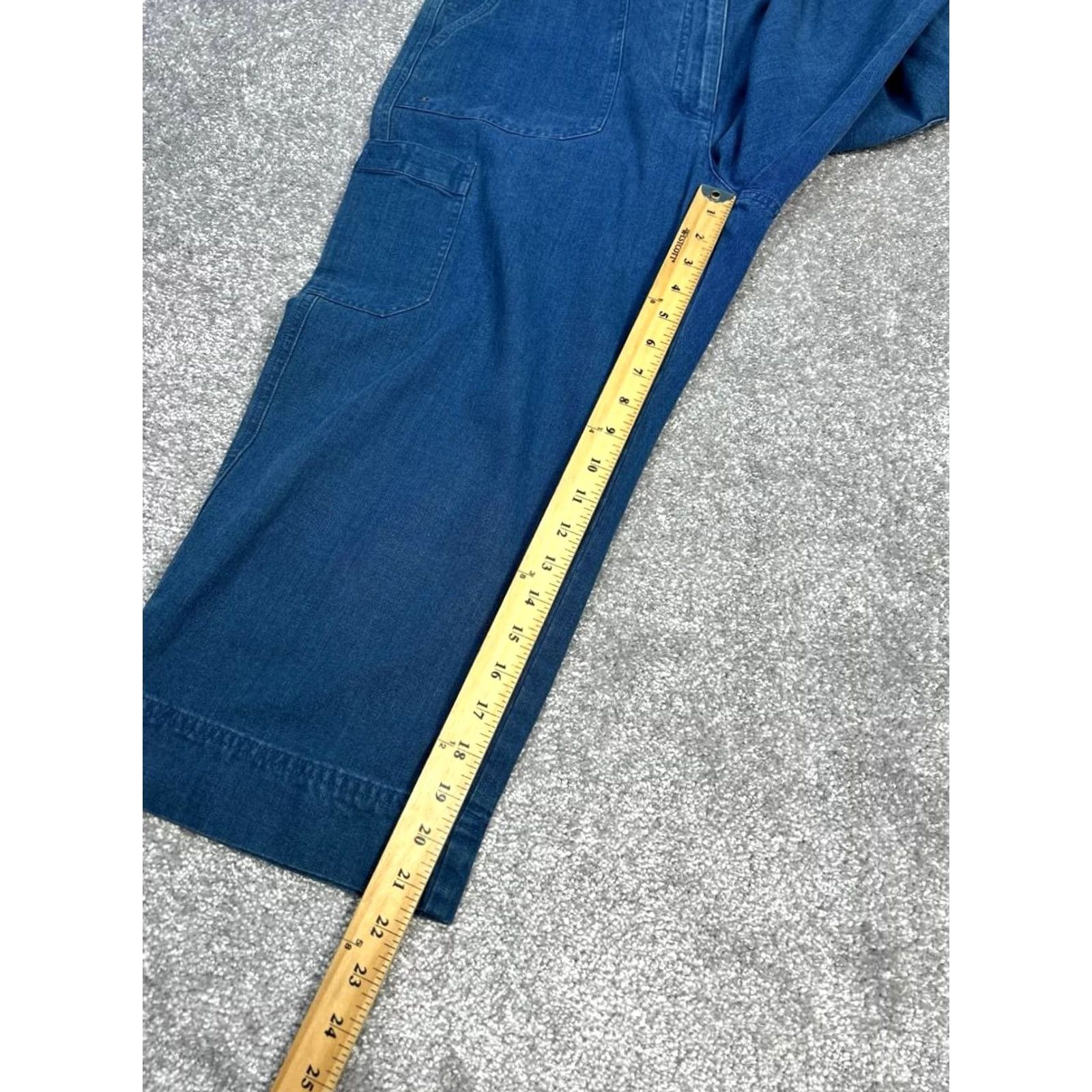 Ralph Lauren Lauren Ralph Lauren Womens Blue Cotton Denim Cropped Pants Wide Leg Size 12 Y2k Size 34" / US 12 / IT 48 - 5 Thumbnail