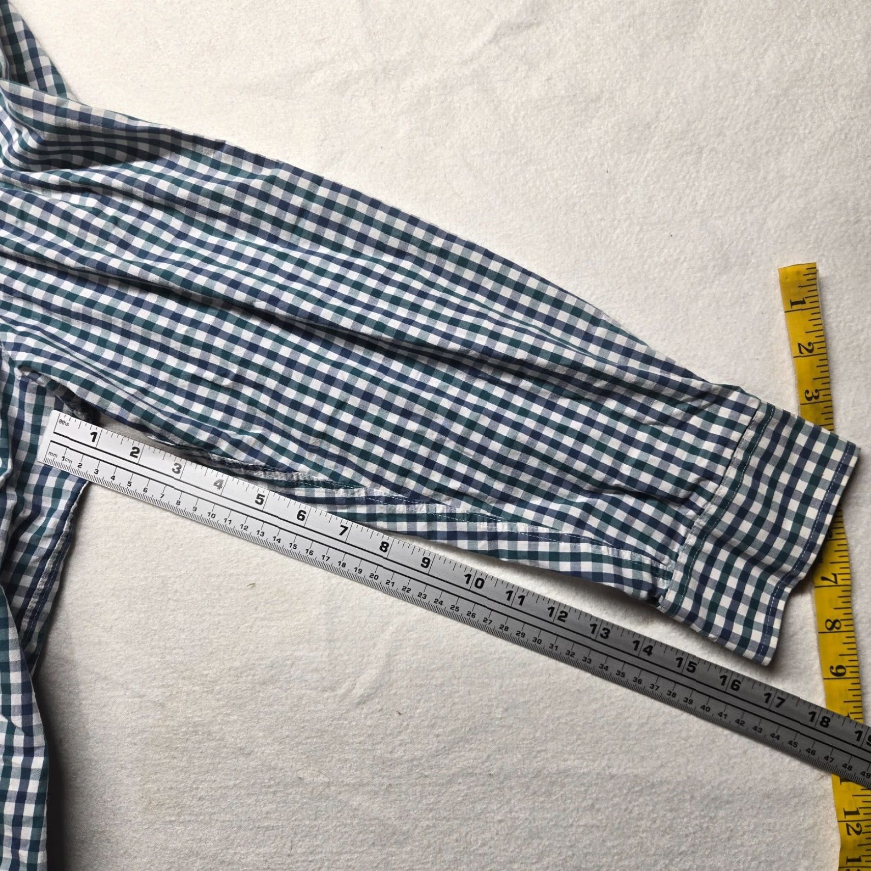 George George Shirt Button-Up Short Sleeve Blue White Check Pocket Adult Men's 2XL Size US XXL / EU 58 / 5 - 4 Thumbnail