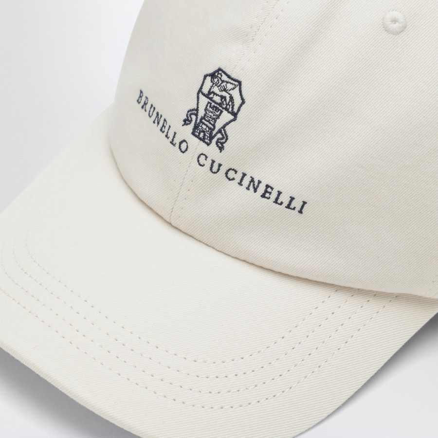 Brunello Cucinelli o1d2blof0226 Size: M / Cotton Baseball Cap / Hat in White Size ONE SIZE - 4 Thumbnail