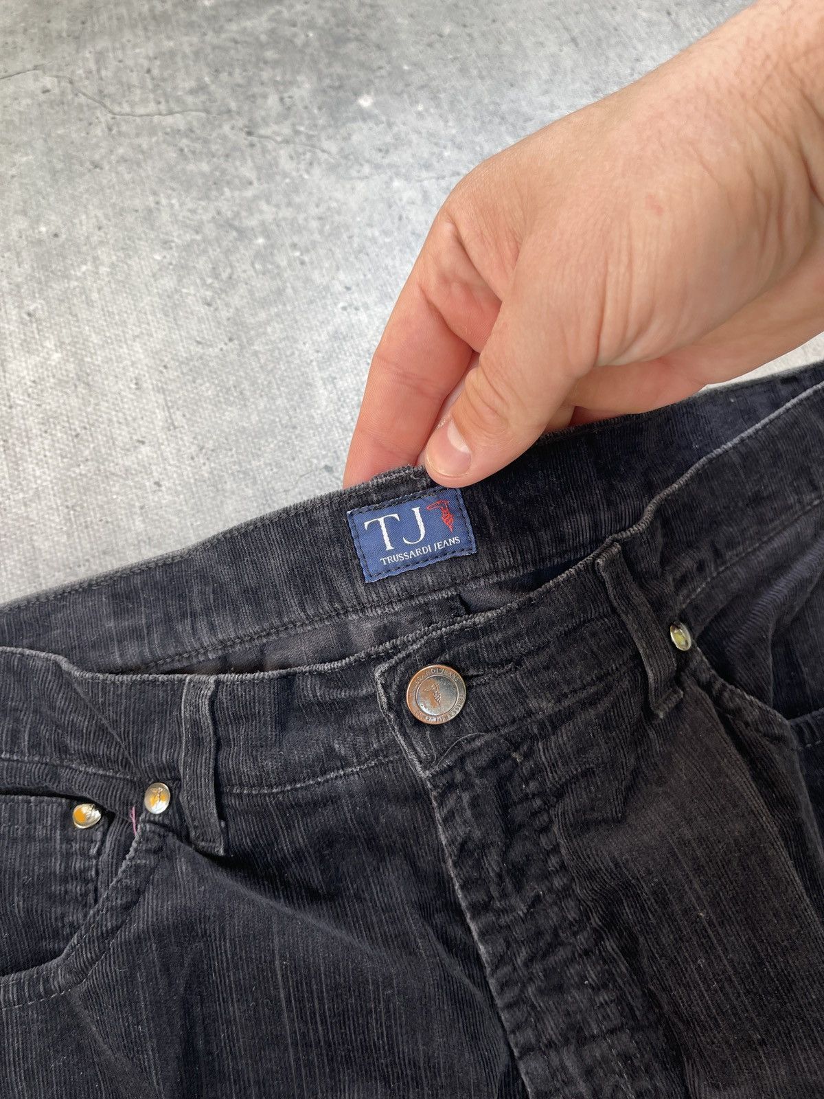 Trussardi × Vintage Trussardi Jens High Waist Straight Fit Black Jeans corduroy Size US 33 - 8 Thumbnail
