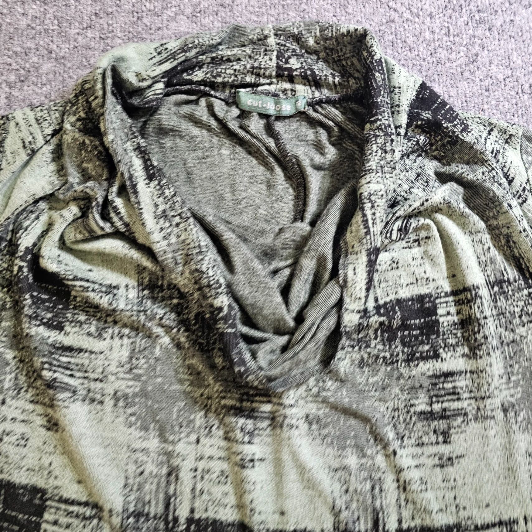 Vintage Cutloose Top Womens XL Green Black Cowl Neck 3/4 Sleeve Knit Blouse Casual Mens? Size XL / US 12-14 / IT 48-50 - 2 Thumbnail