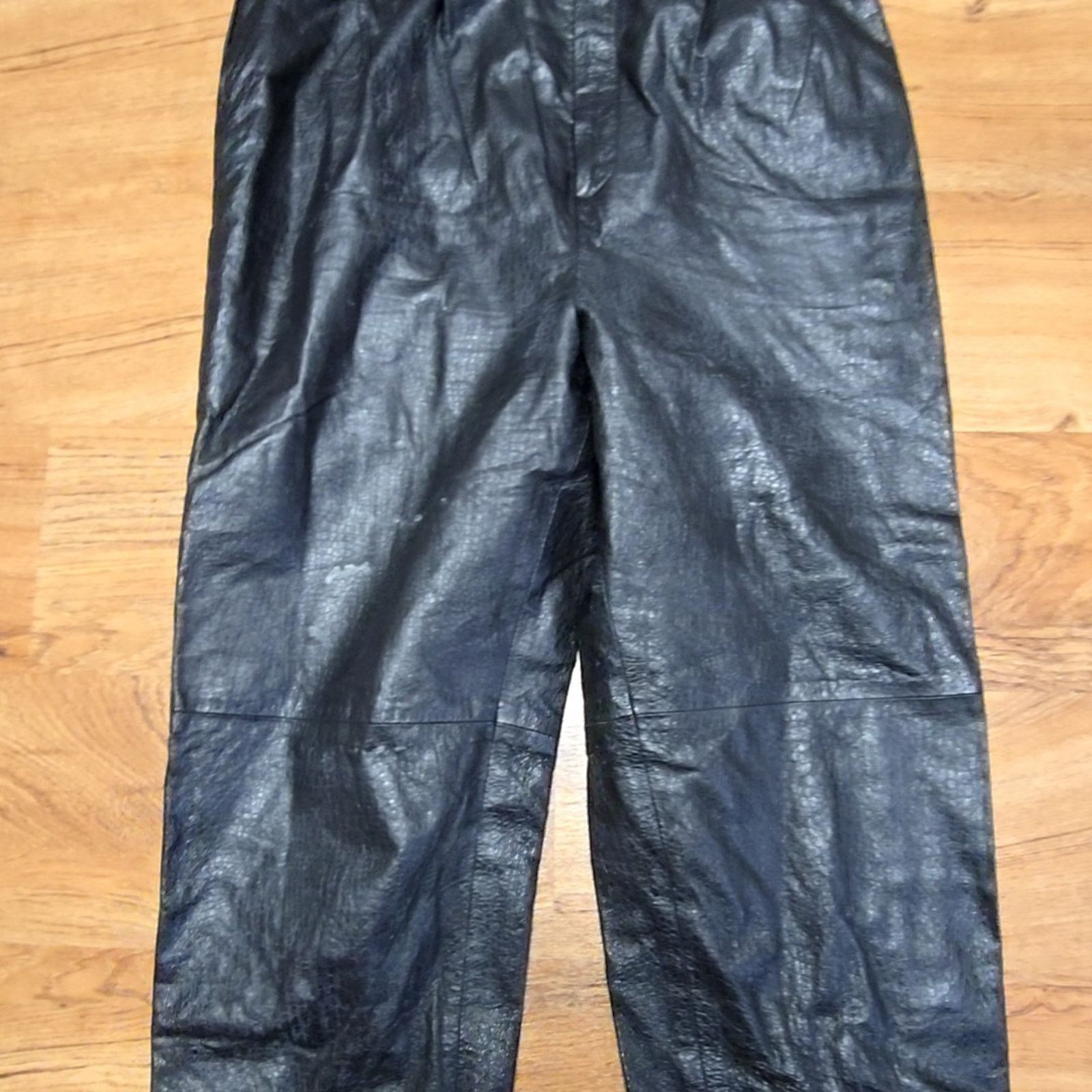 Vintage Vintage Omanti New York Genuine Leather Pants Black 12 90s Size 34" / US 12 / IT 48 - 3 Thumbnail