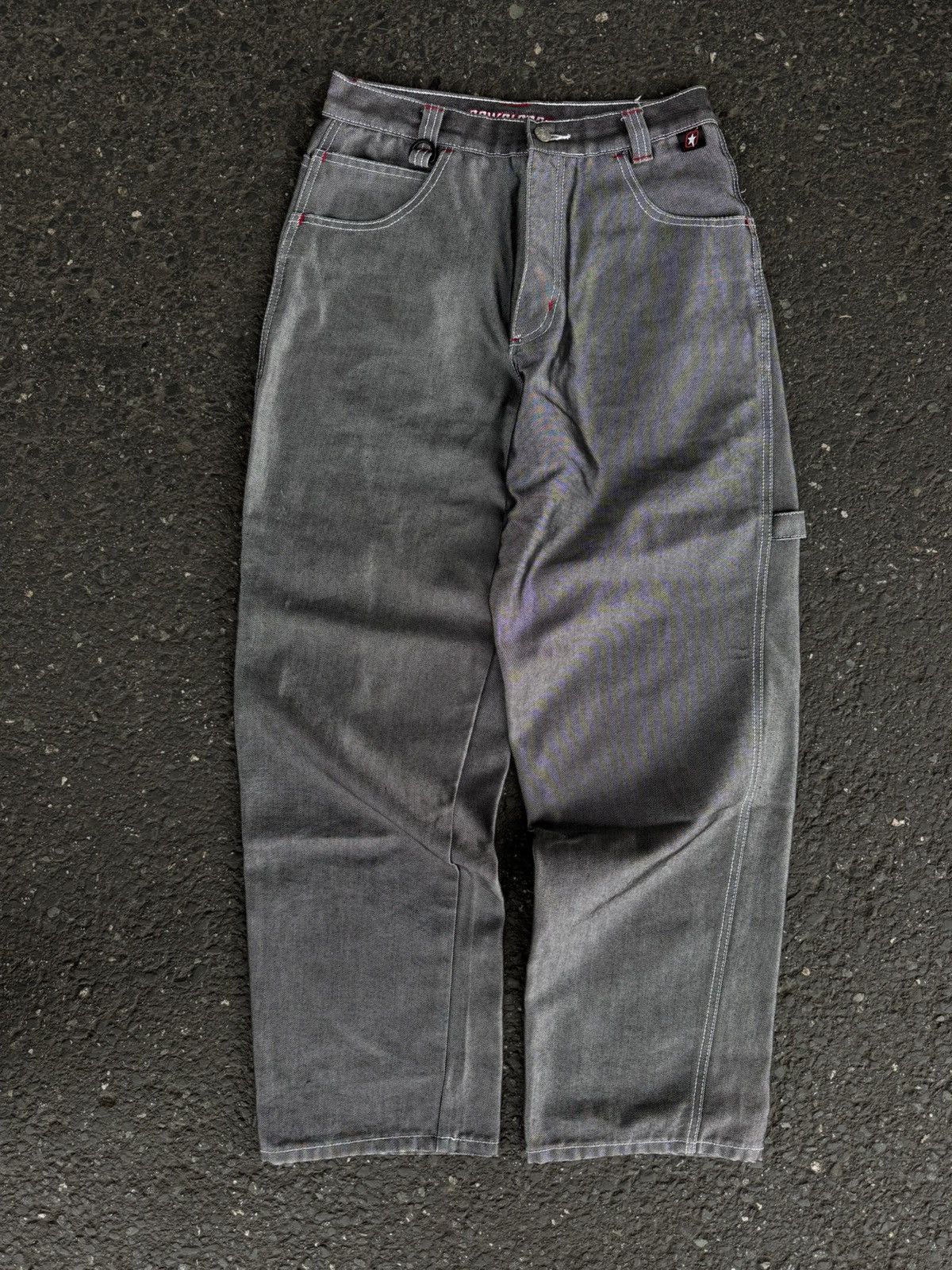 Designer × Vintage Grey Carpenter Jeans Patchwork Y2K Rap Skate Size US 32 / EU 48 - 6 Thumbnail