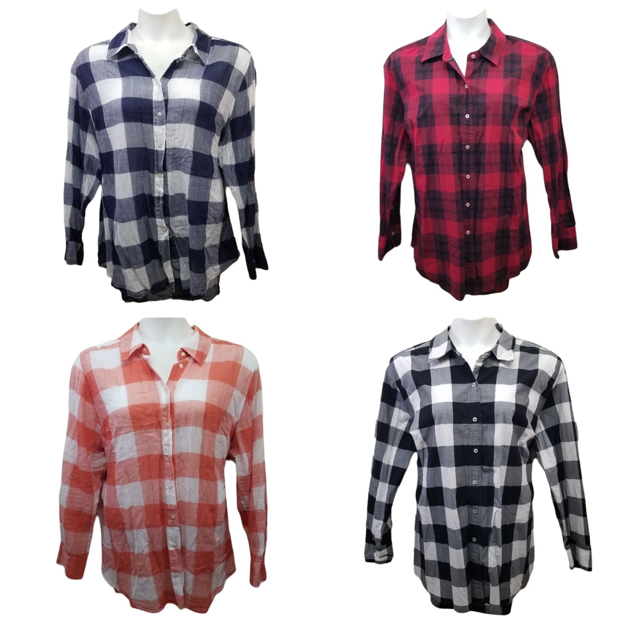 Other Lane Bryant 22 24 Plaid Check Blouse Lot Red Blue Black Pink Size 4XL / US 24-26 - 1 Thumbnail