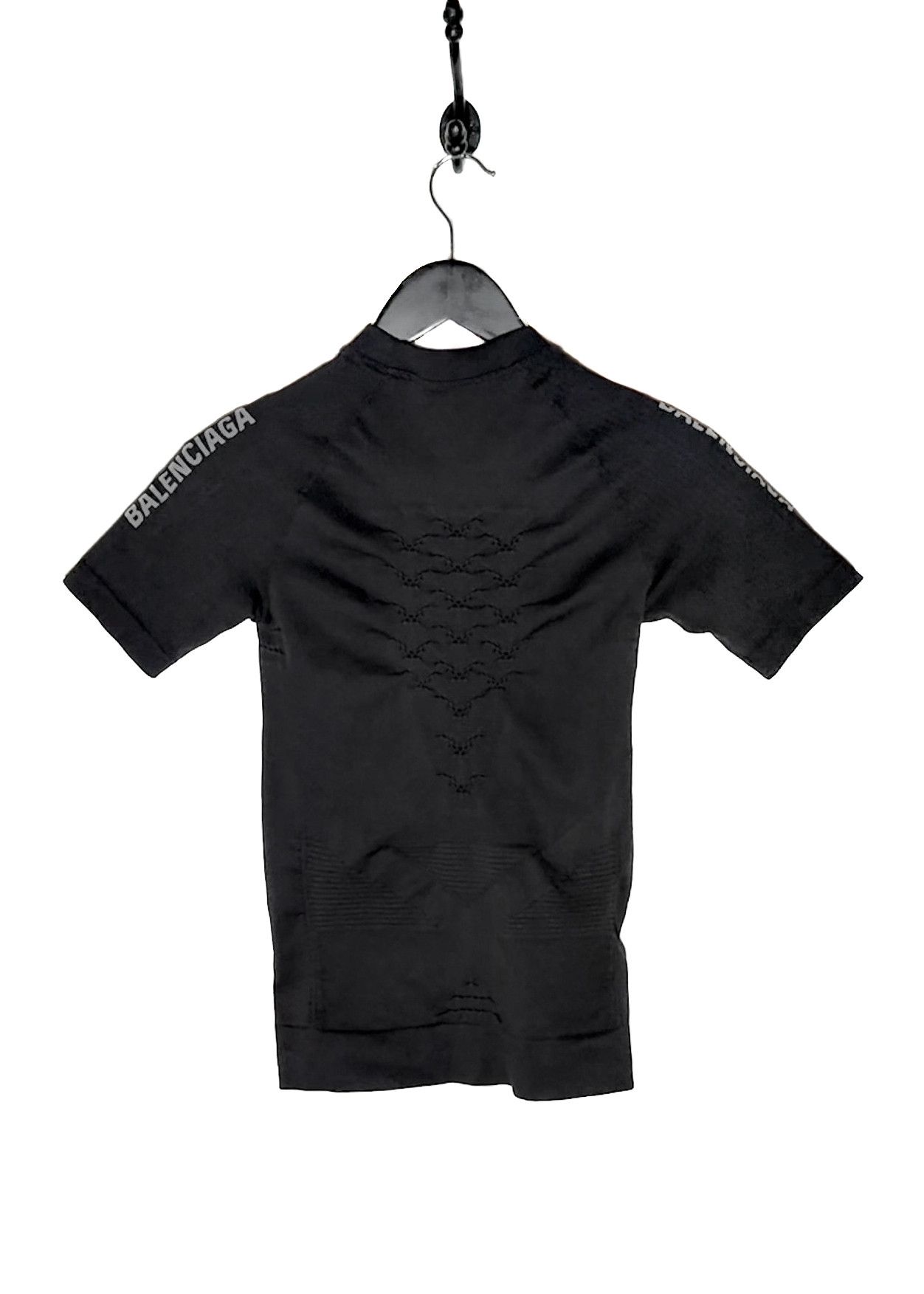 Balenciaga Balenciaga 2023 Black Logo Ruched Biker T-shirt Size L / US 10 / IT 46 - 6 Thumbnail
