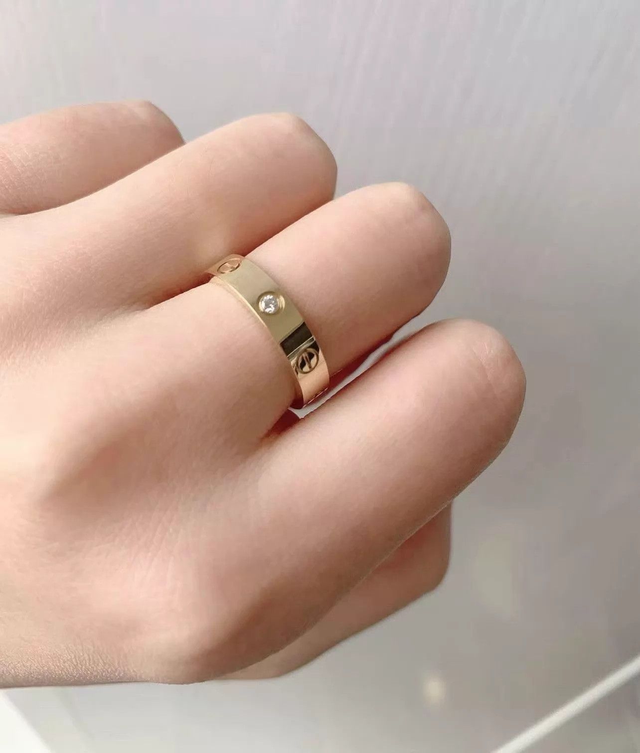 Cartier Cartier Love Rose Gold 1-Diamond Ring Size 47 Mint Size ONE SIZE - 6 Thumbnail