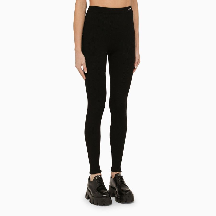 Prada o1d2blof0924 Logo Leggings in Black Size 26" / US 2 / IT 38 - 3 Thumbnail