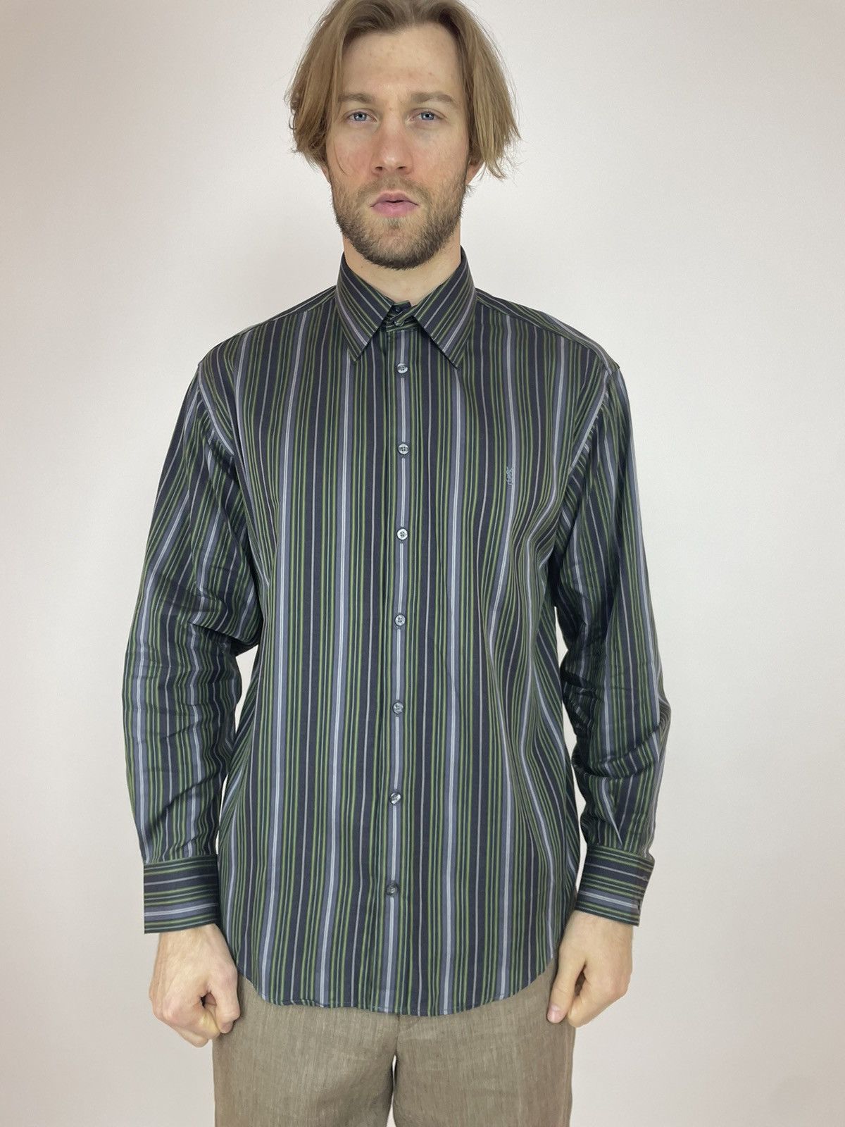 Other Vintage Yves Saint Lauren Striped Shirt Long sleeve Mens Size US M / EU 48-50 / 2 - 3 Thumbnail