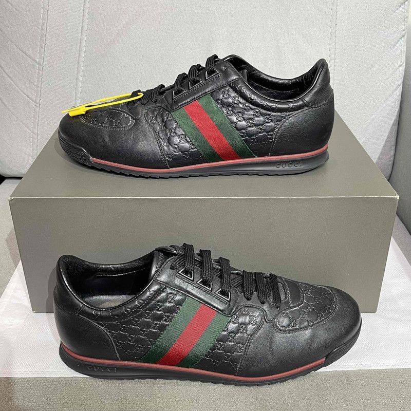 Gucci Gucci Black Leather Casual Sneakers Size US 8 / EU 41 - 6 Thumbnail