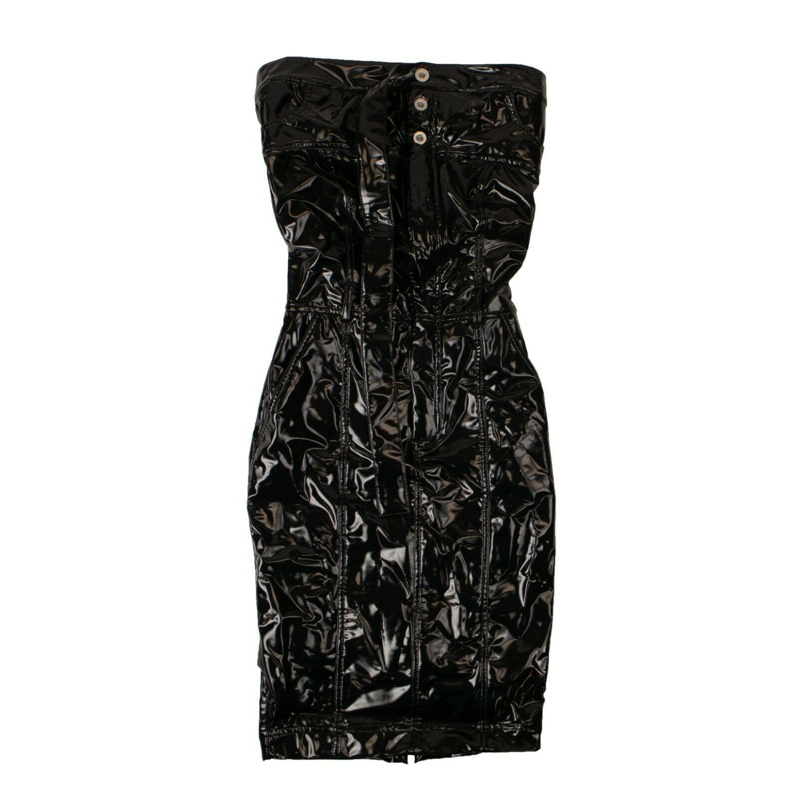 image of Unravel Project Black Strapless Varnished Dress Size S, Women's