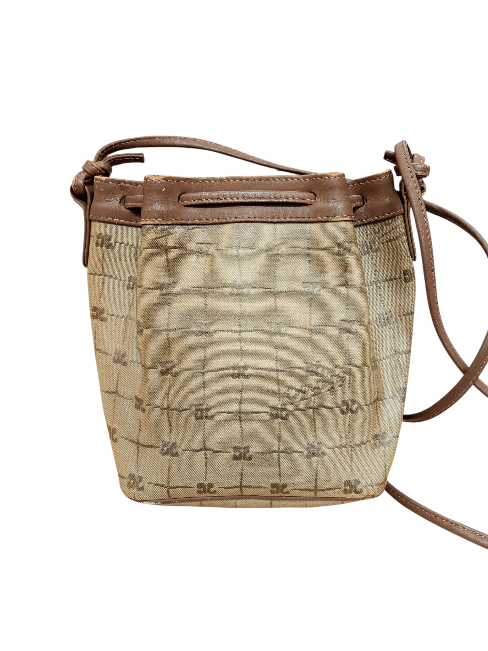 Courreges Vintage Courreges Bucket Crossbody Monogram Leather Trim Bag Size ONE SIZE - 5 Thumbnail