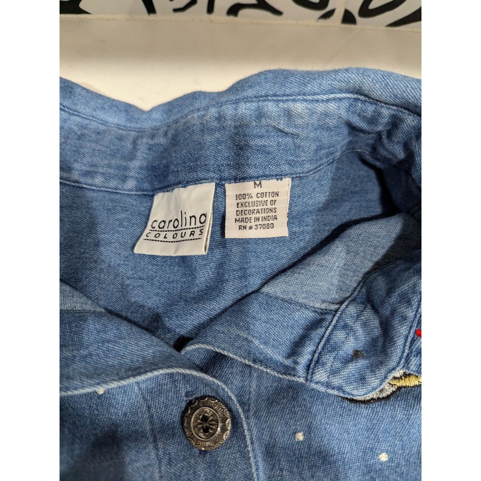 Other Vintage Carolina Colours Jean Button-Up Shirt Winter Holiday Size M / US 6-8 / IT 42-44 - 3 Thumbnail