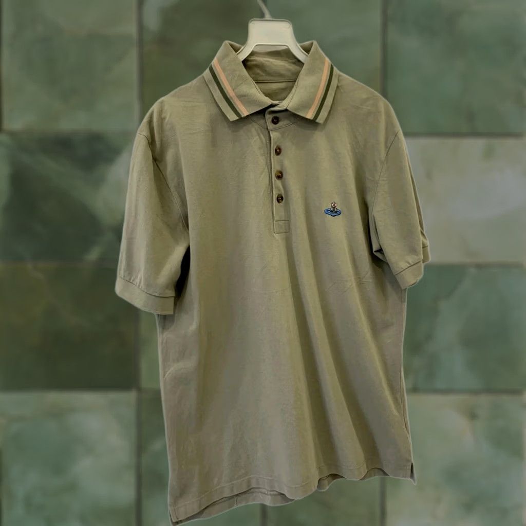 Vivienne Westwood Vivienne Westwood MAN Polo Shirt Sage Green Embroidered Orb Logo Size L Mens Polo Shirt Size US L / EU 52-54 / 3 - 1 Thumbnail