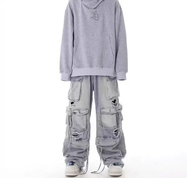 Japanese Brand × Jean Street hip hop grunge ripped wide leg jeans Size US 32 / EU 48 - 4 Thumbnail