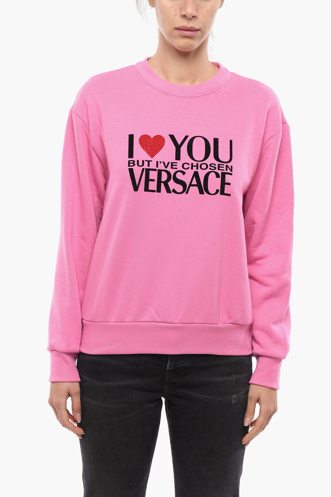 image of Versace Og1Mm0524 Cotton Sweatshirt In Pink, Women's (Size XS)