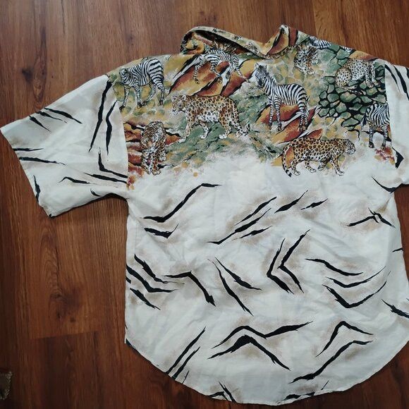 Other Vintage Caribou New York Zebra Lion Leopard Button Shirt Size L / US 10 / IT 46 - 6 Thumbnail