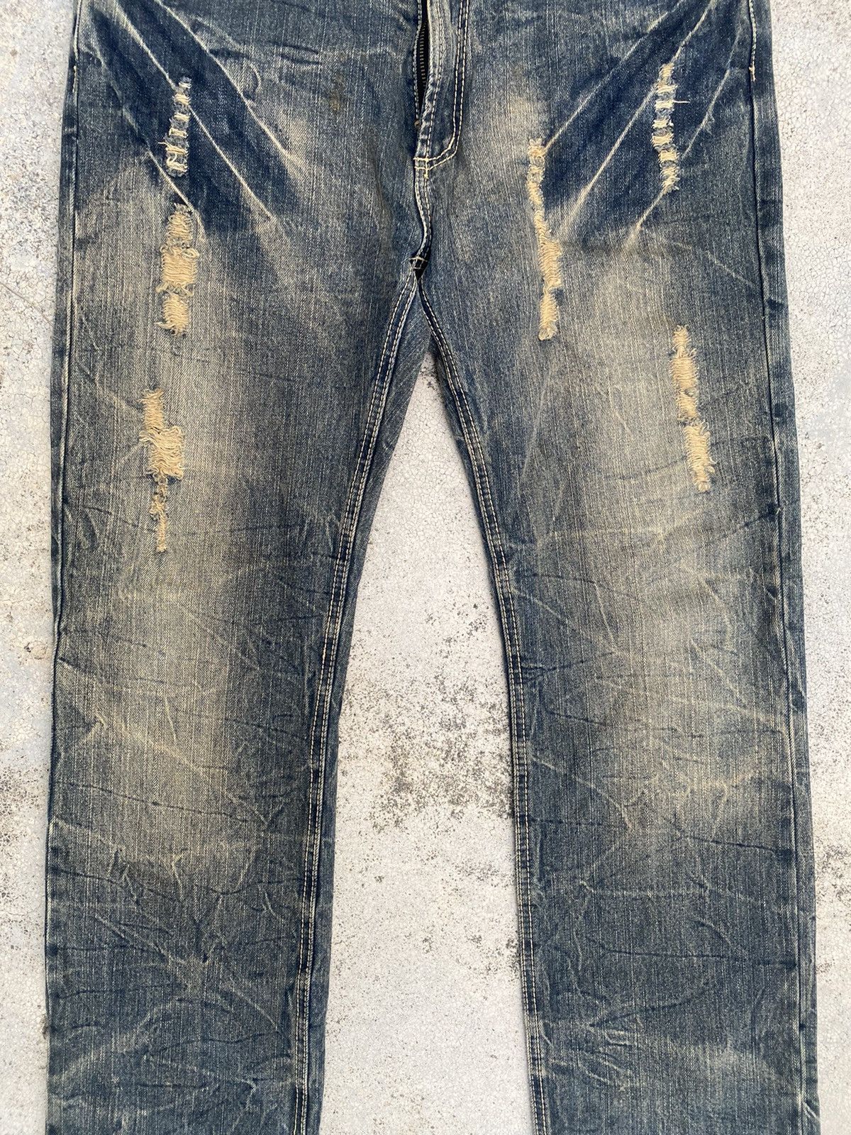 If Six Was Nine × Japanese Brand × Tornado Mart Edwin Distressed Mud Washed Studed Jeans Size US 35 - 6 Thumbnail