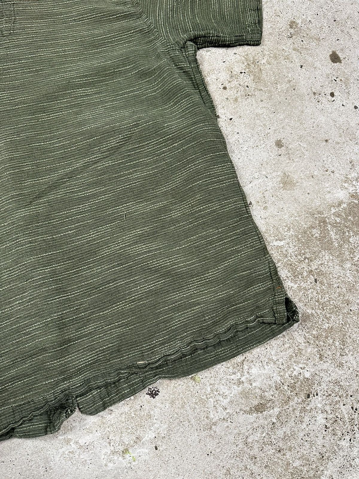 Japanese Brand × Vintage Vintage Y2K Japanese Khaki Striped Short Sleeve Shirt Size US M / EU 48-50 / 2 - 12 Thumbnail
