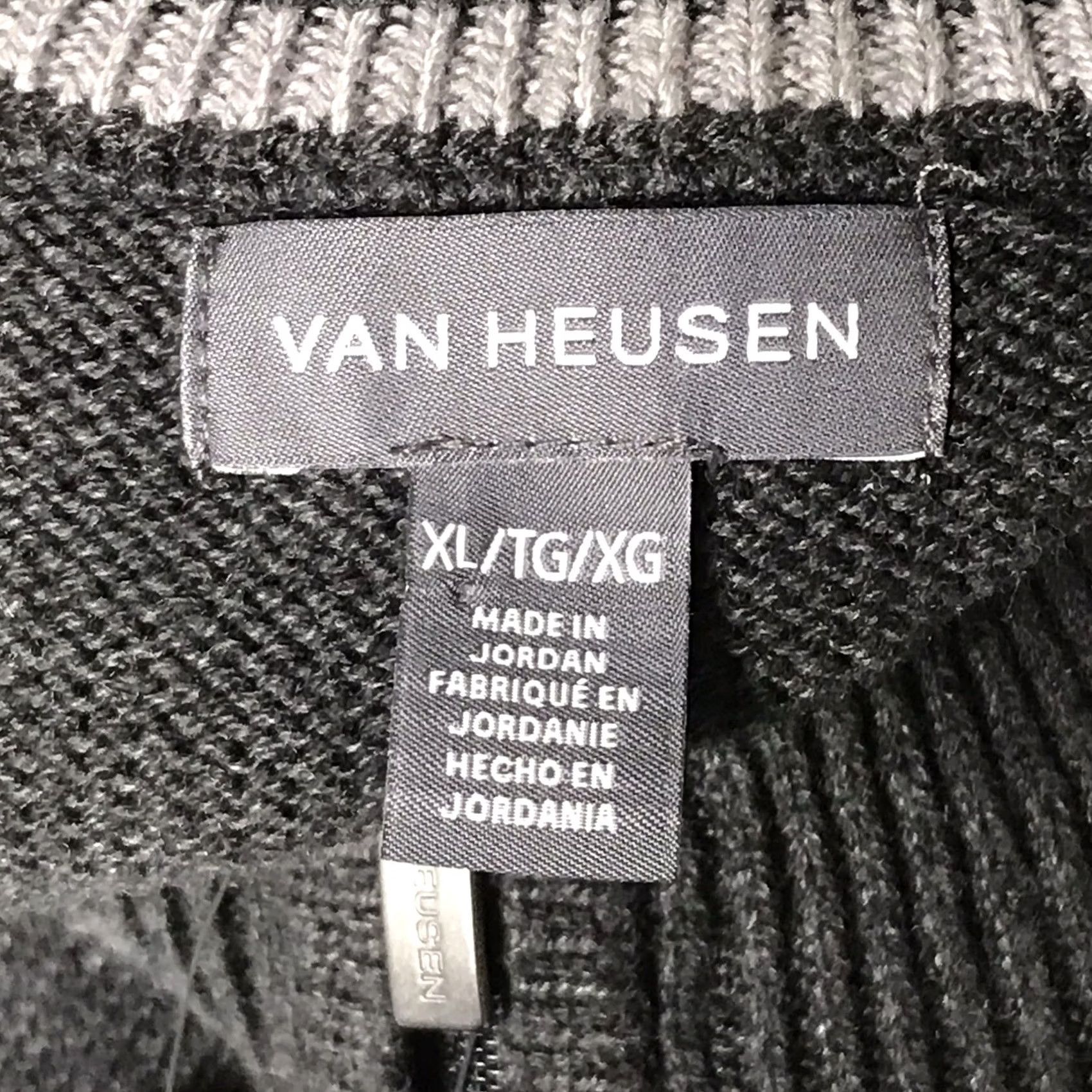 Van Heusen Van Heusen Men Black Heather Cable Knit 1/4 Zip Classic Fit Sweater XL Size US XL / EU 56 / 4 - 2 Thumbnail
