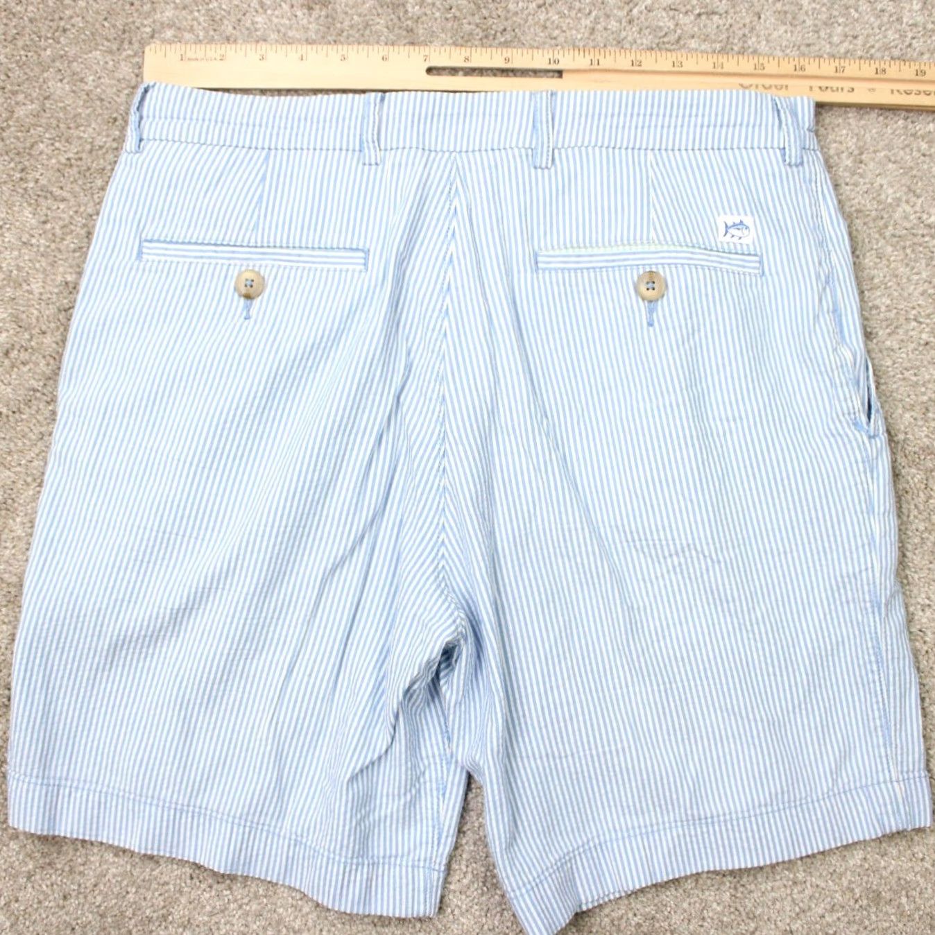 Southern Tide Southern Tide Short(s) Mens 33 Blue/White Seersucker Chino 9" Inseam Shorts 33 Blue/White Mens Chino Seersucker Pattern Striped Casual 9" Inseam Men Size US 33 - 6 Thumbnail