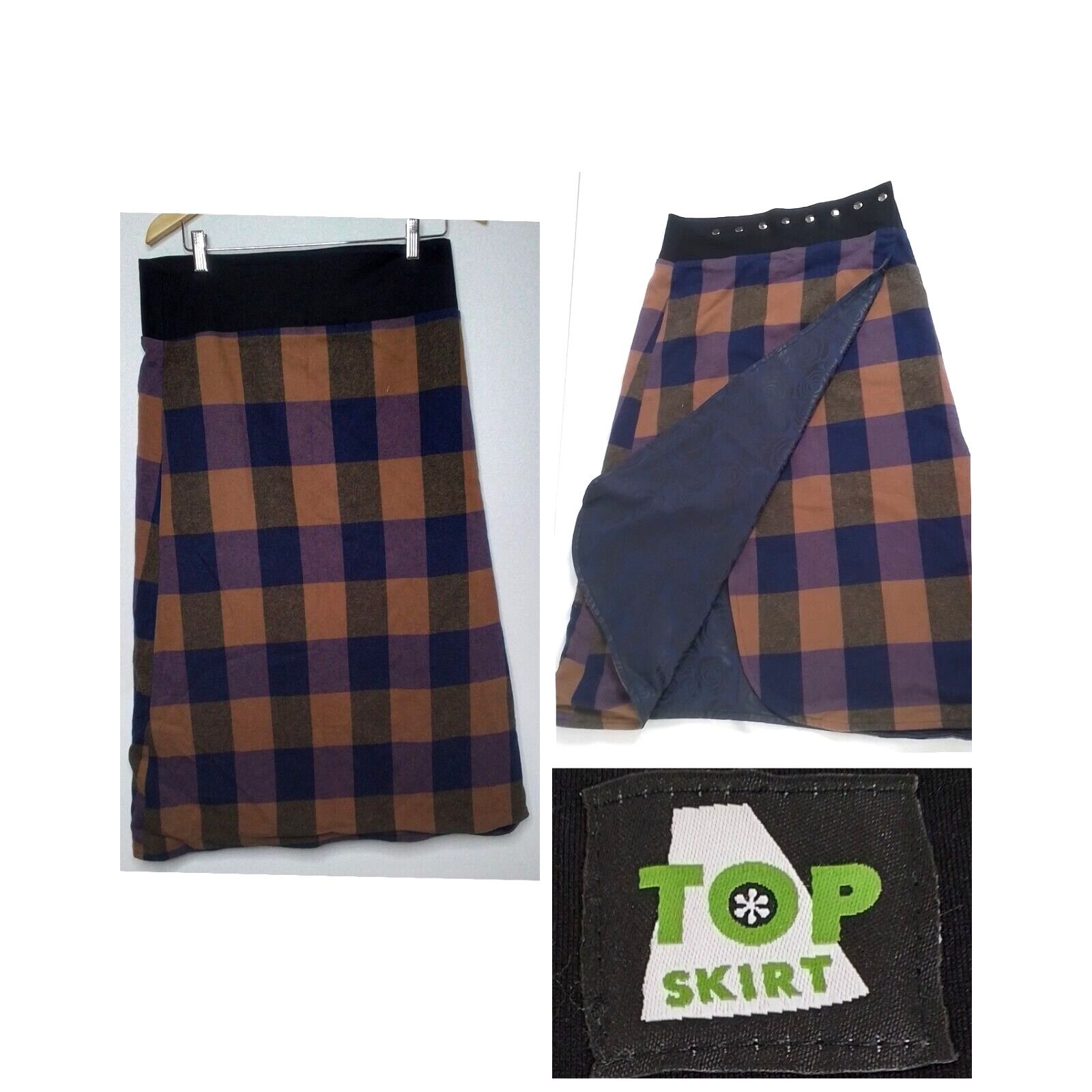 Other Top Skirt Women's Buffalo Plaid Design Blue/Brown #W2947 Size 33" - 1 Thumbnail