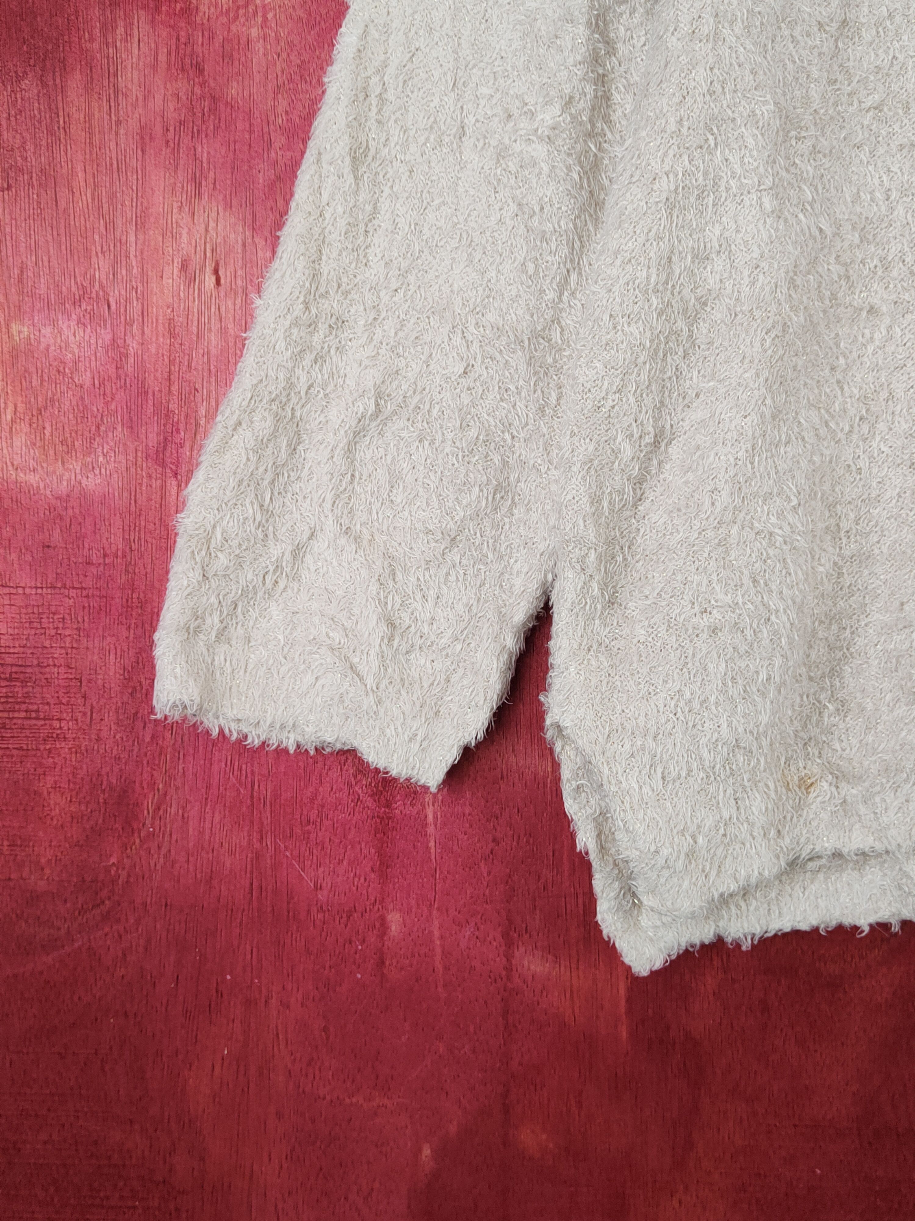 Homespun Knitwear Topvalu Light Brown Shag Shaggy Fur Mohair Knitwear #S1900 Size L / US 10 / IT 46 - 4 Thumbnail