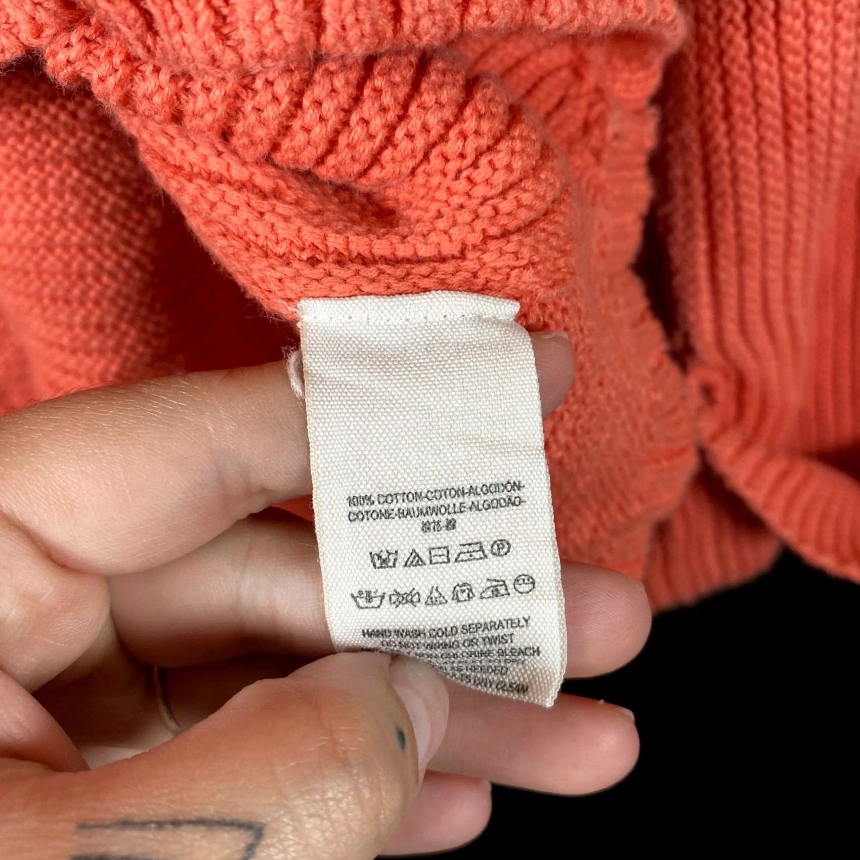Free People Free People Womens Sweater Orange Coral La Brea V Neck Oversized Chunky Knit XS Size XS / US 0-2 / IT 36-38 - 7 Thumbnail