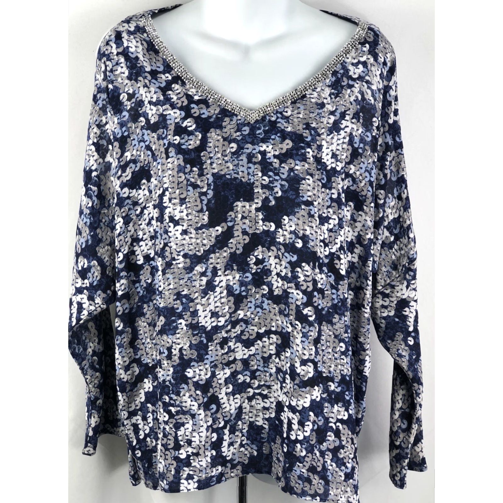 Juicy Couture Juicy Couture Blouse L Blue Geo Beaded V-Neck Cold Shoulder Back 90s Y2K Womens Size L / US 10 / IT 46 - 5 Thumbnail
