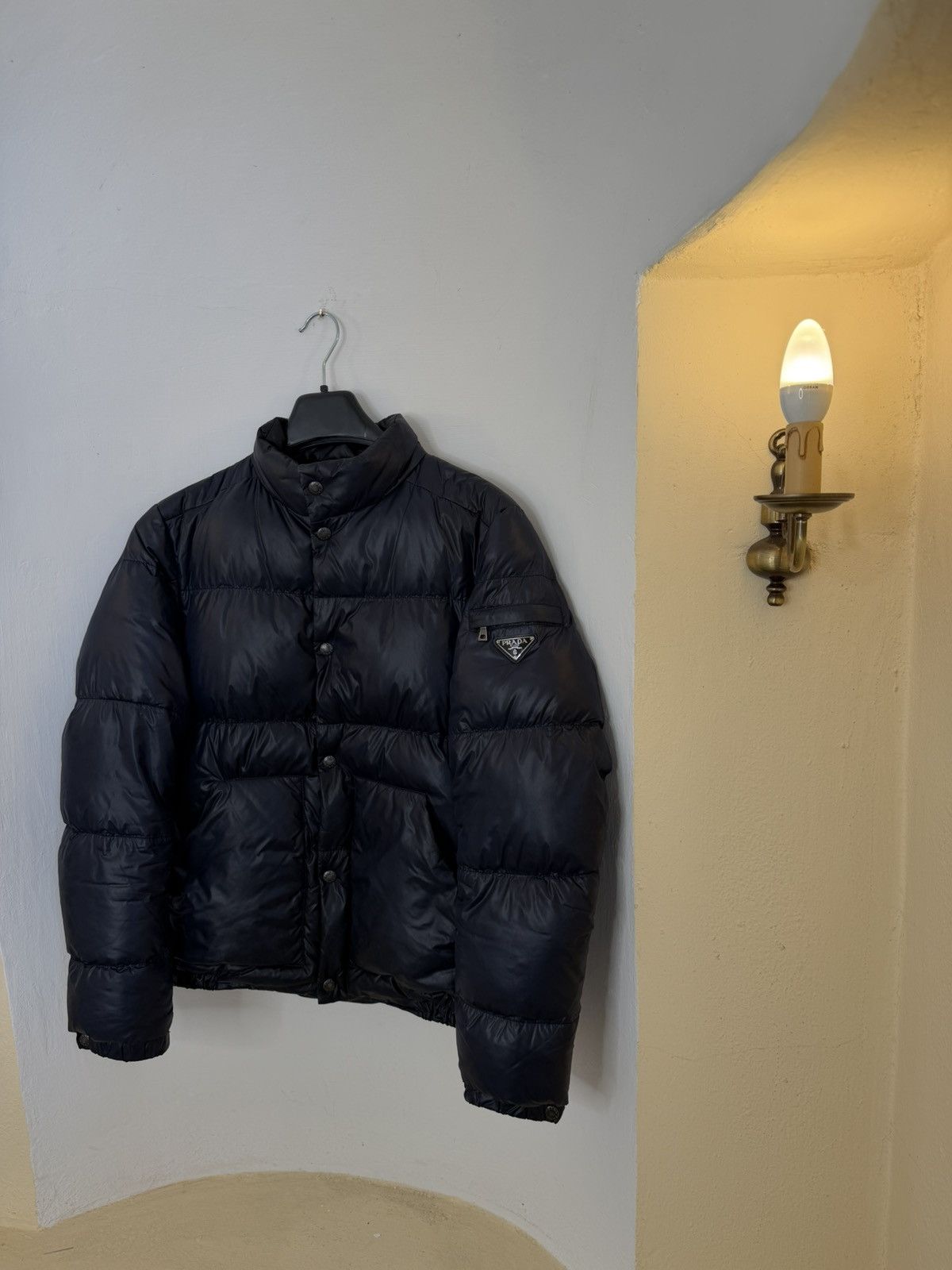 Prada Vintage 00s Prada Puffer Jacket Dark Blue y2k Size M Size US M / EU 48-50 / 2 - 1 Thumbnail