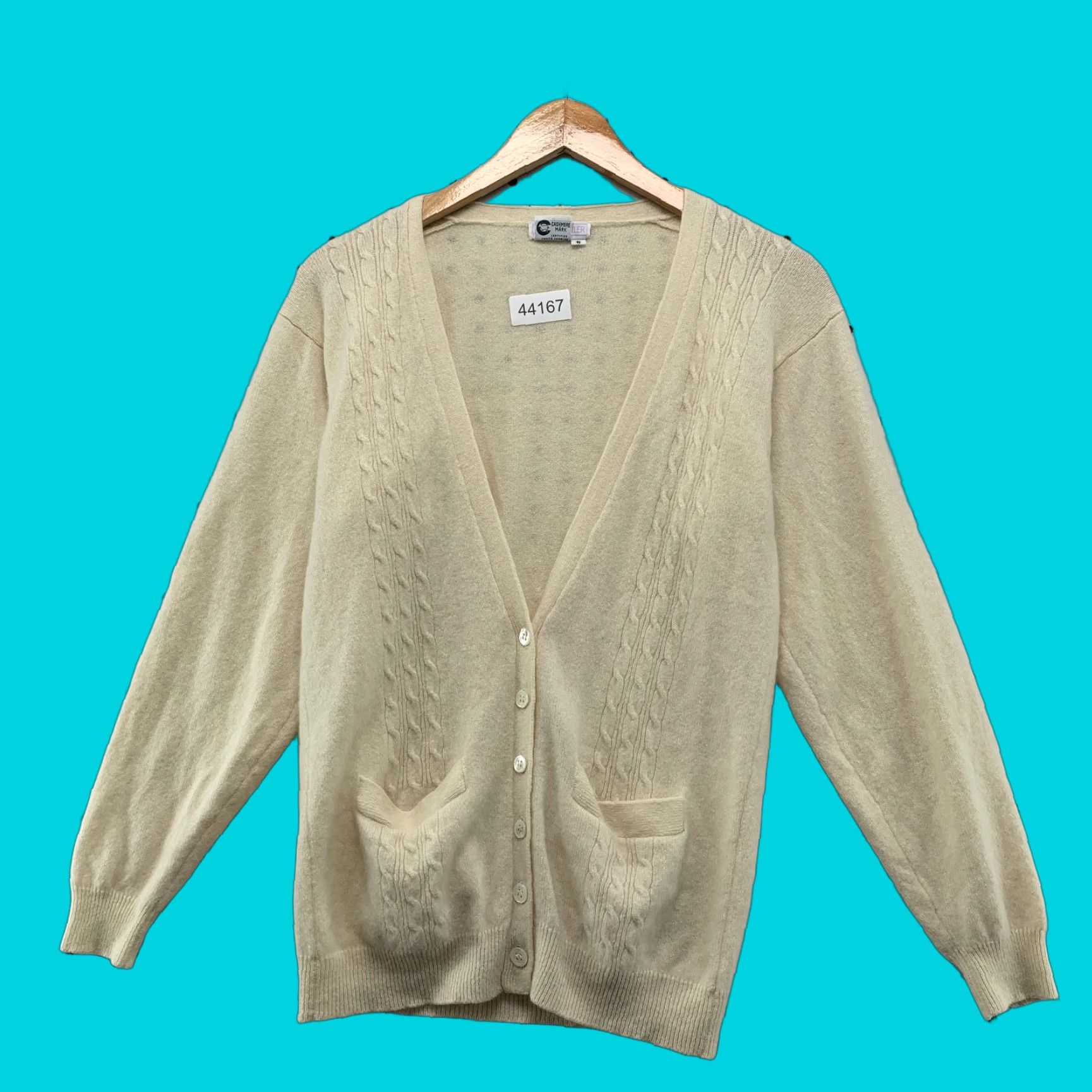 Vintage VINTAGE Bonwit Teller Cardigan Sweater Womens Small Beige 100% Cashmere Button V-Neck Knit Winter Fall Spring Womens Size S / US 4 / IT 40 - 1 Thumbnail