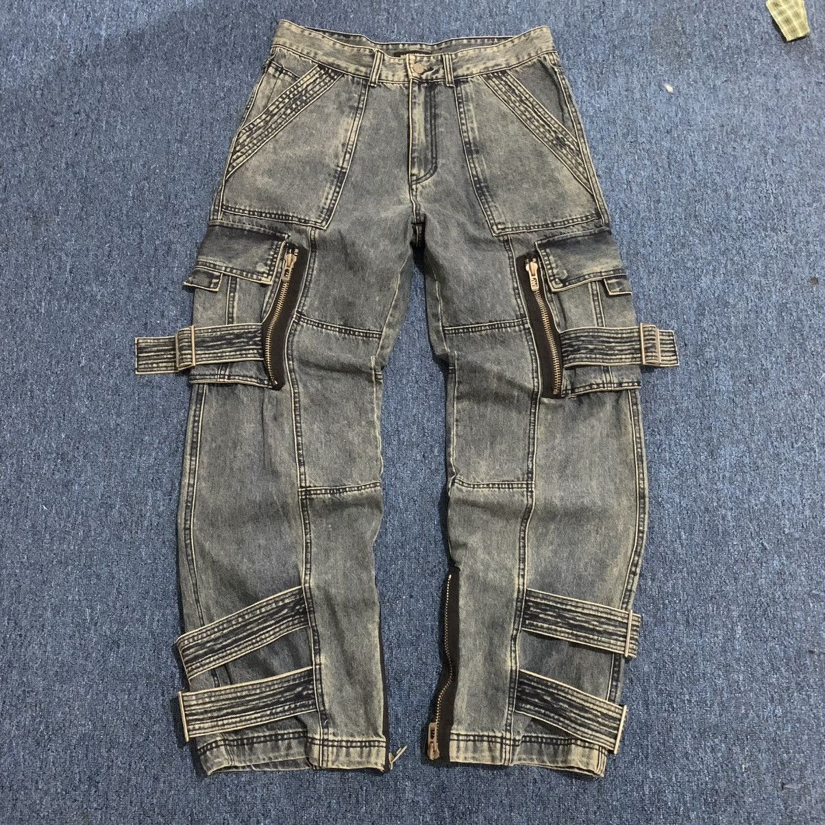 Japanese Brand Vtg denim cargo pants grunge style Size US 35 - 4 Thumbnail