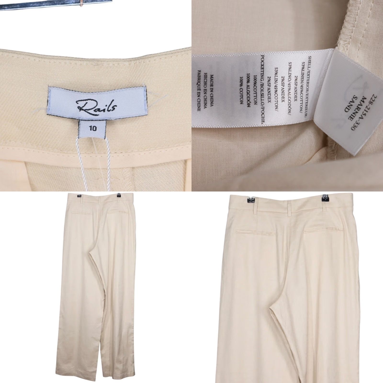 Rails Rails Womens Pants Sz 10 Marine Sand Linen Blend Wide Leg Career Office Dress Pants Beige 32 In Inseam 29 Waist Womens Size 32" / US 10 / IT 46 - 8 Thumbnail