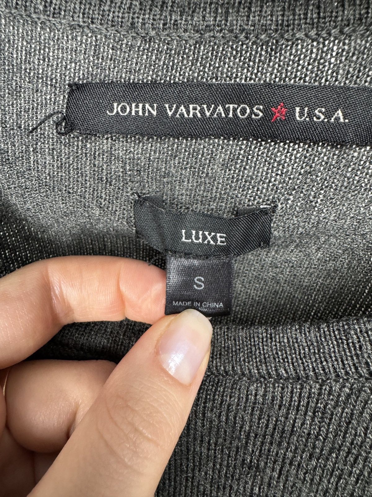 John Varvatos John Varvatos Luxe Line grey wool blend leather trim sweater Size US S / EU 44-46 / 1 - 10 Thumbnail